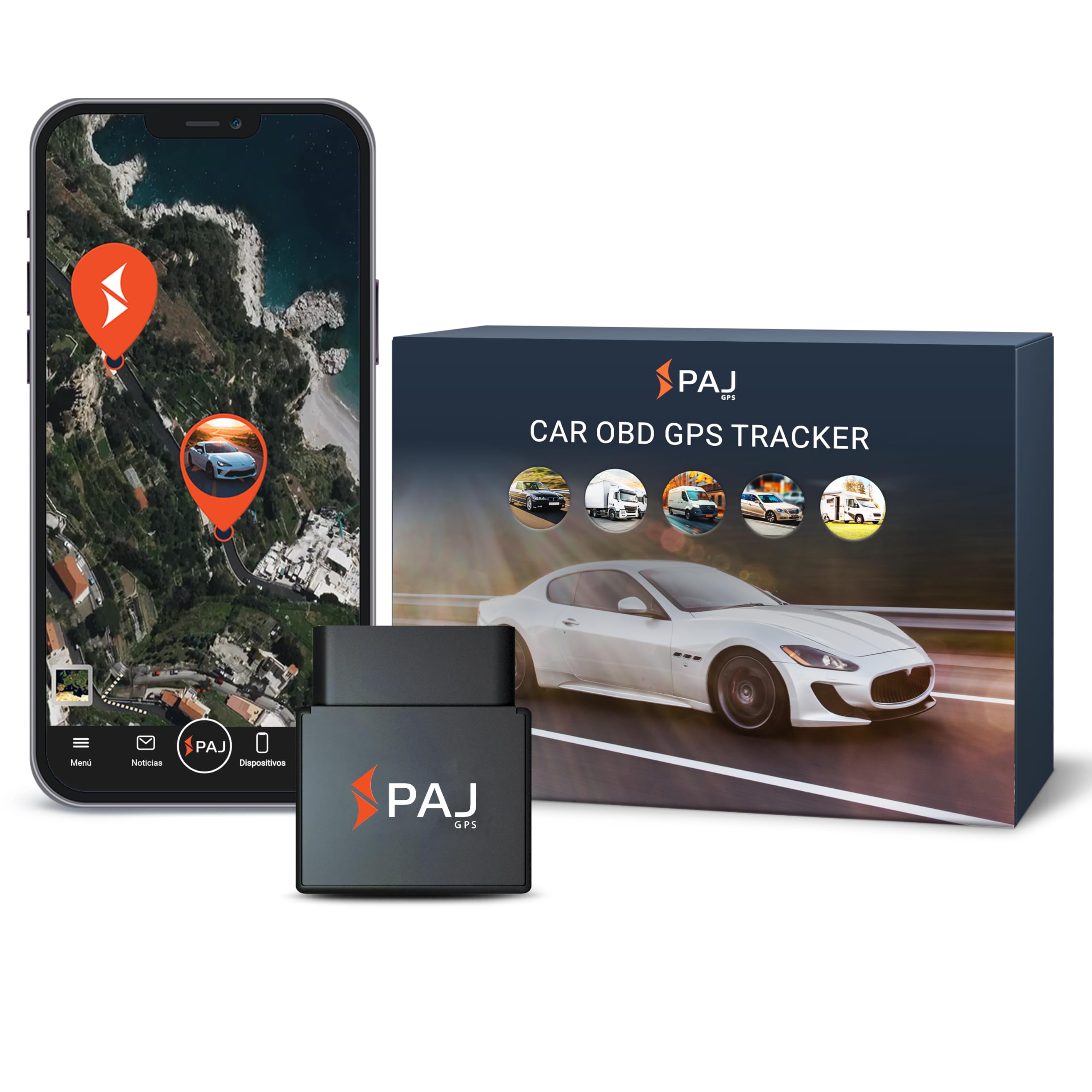 PAJ OBD Finder 4G 2.0 - Localizador GPS para Coche, Furgonetas y Otros Vehículos - Conexión a Interfaz OBD - Seguimiento en Tiempo Real, Área de Seguridad, Historial de Rutas y Alarmas Antirrobo