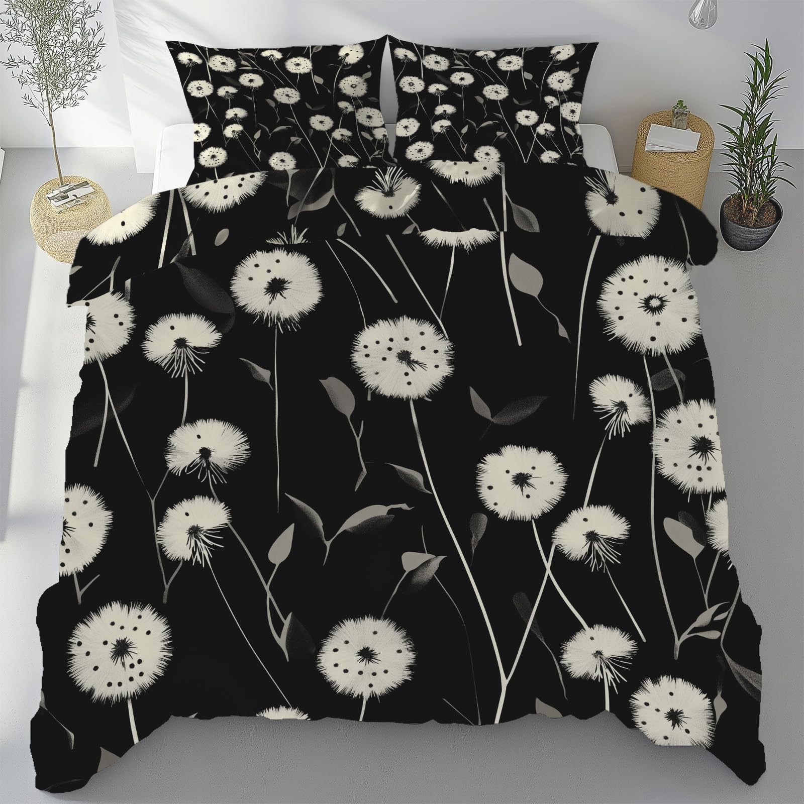 Housse de couette pissenlit 240x260 douce et respirante en microfibre légère pour l'été