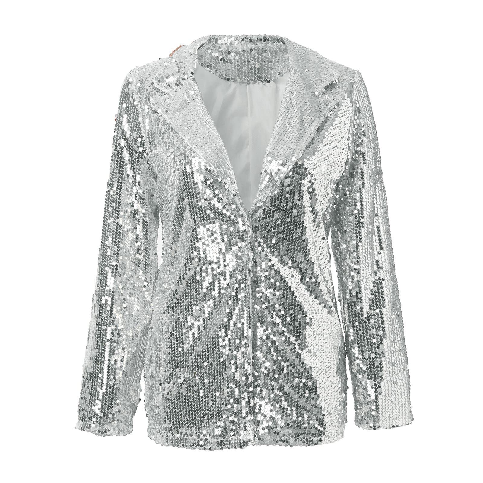 Blazer Décontracté à Revers à Paillettes pour Femmes Veste Pailletée Personnalisée à Manches Longues pour Femmes Adaptée Aux Dîners