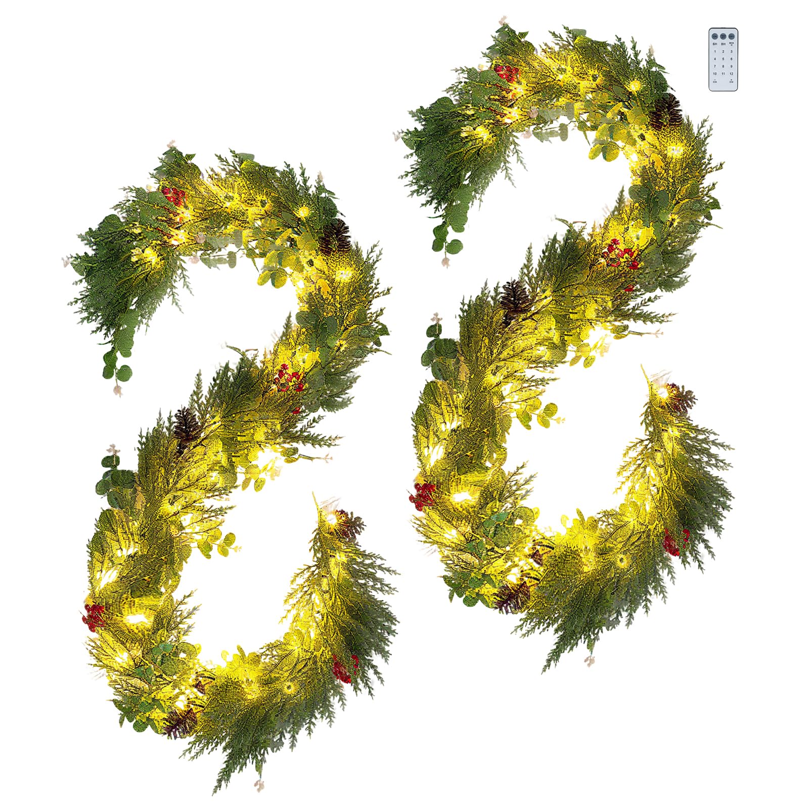Guirlande de Noël lumineuse 1.8m pour décorer la cheminée et la table du réveillon