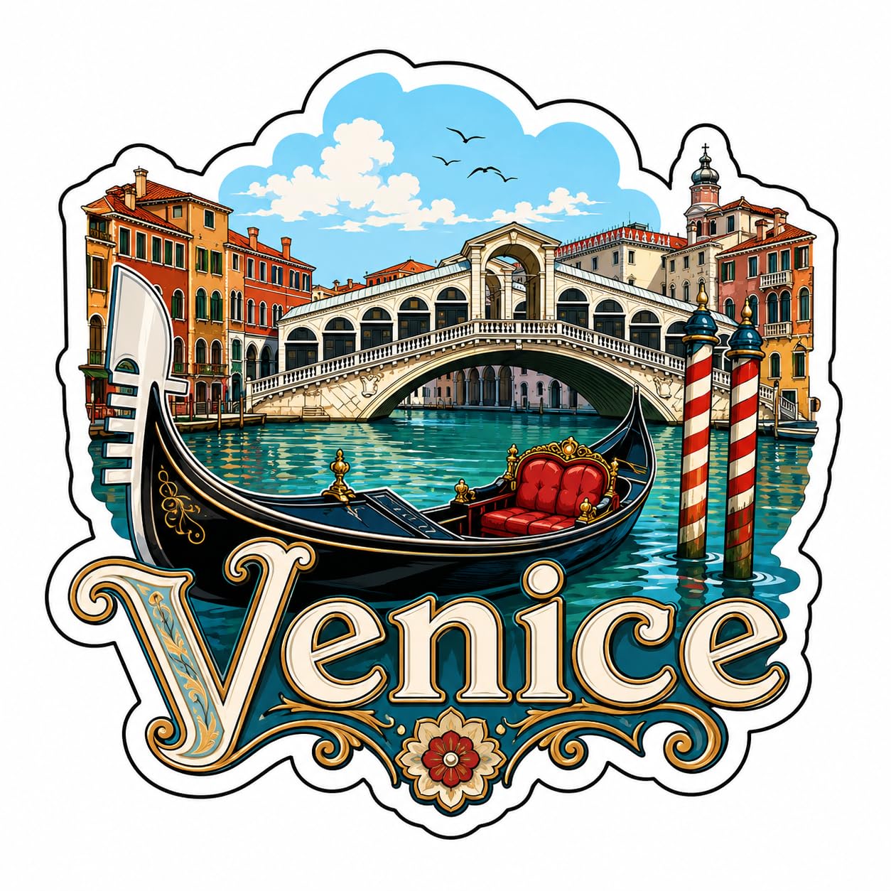 Venice Theme Wooden Fridge Magnet Souvenir | 3x3 in Kitchen Home Decor Gift-image-12