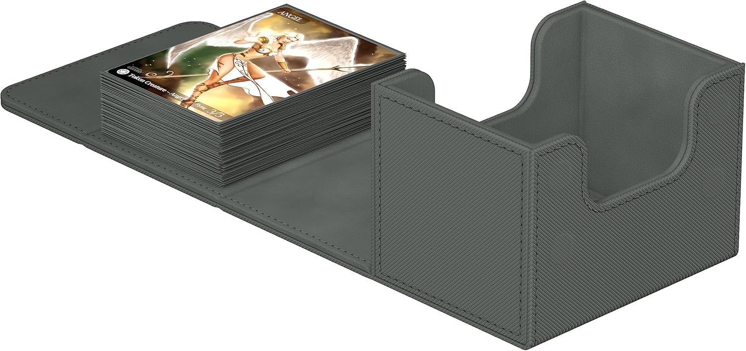 Ultimate Guard Sidewinder 100+, Deck Box for 100 Double-Sleeved TCG Cards, Grey, Magnetic Closure & Microfiber Inner Lining for Secure Storage