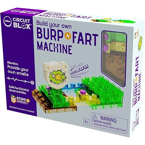 E-Blox Building Blocks STEM Circuit Kit, Build Your Own Burp & Fart Machine, Add Funny Sounds to Brick & Structure Science Projects, Birthday & Gag Gift, Boys, Girls, 5+