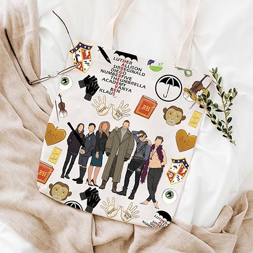 Miniatura 4 de WCGXKO Bolsa de lona inspirada en la academia con el número cinco y cuatro de la serie de televisión, bolsa de compras reutilizable para fanáticos