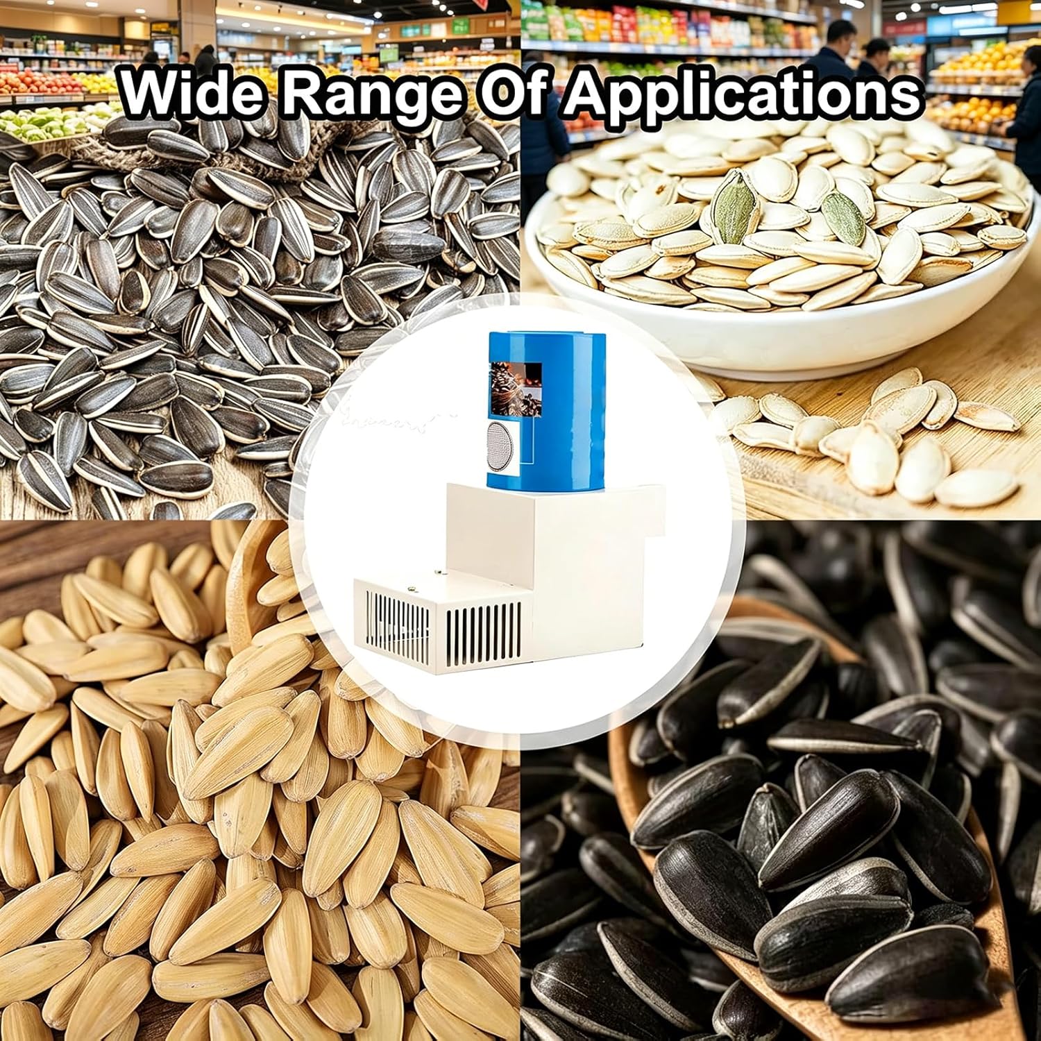 Automatic Sunflower Seed Separator, Sunflower Seed Shelling Machine with Shelling Blower and Screen, Adjustable Voltage, Batch Shelling, Separable Design, for Home, Shop