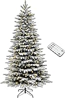 Vista 11 de HOMCOM Árbol de Navidad artificial preiluminado de 7.5 pies con ramas flocadas de nieve y luces LED, decoración navideña - verde