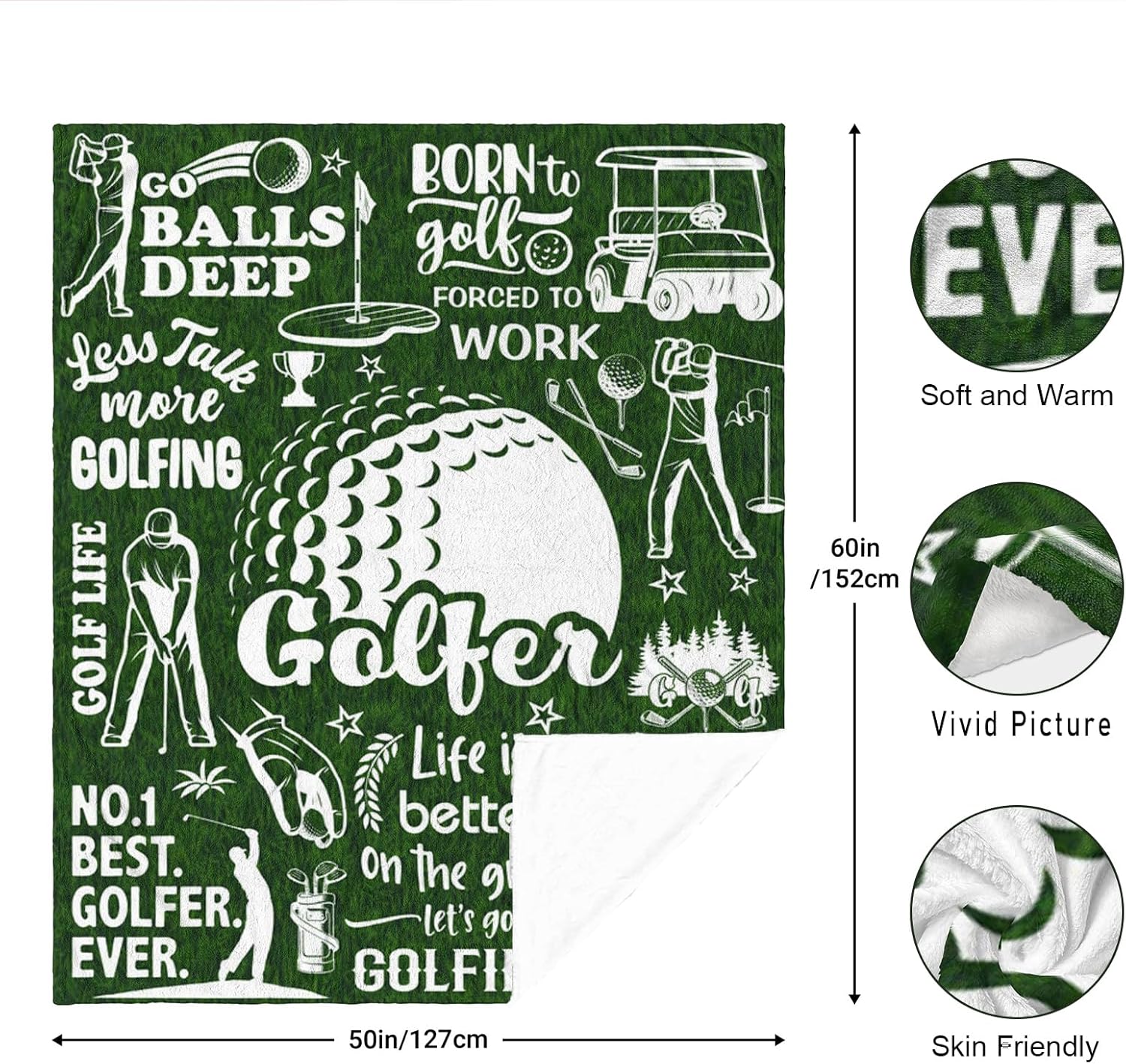 Golf Gifts for Men, Golf Gift for Men Unique, Golfing Gift for Him, Birthday Thanksgiving Day Golfing Presents, Golfer Present for Sport Lover Blanket Gift 50"x60" - Image 6