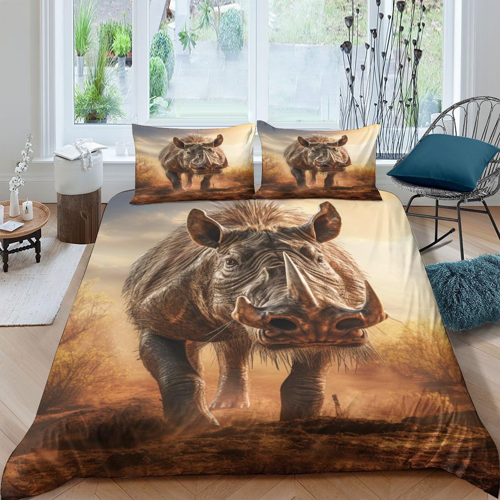 Parure de lit 3 pièces Warthog qualité hôtelière microfibre premium lit double 200 x 200 cm