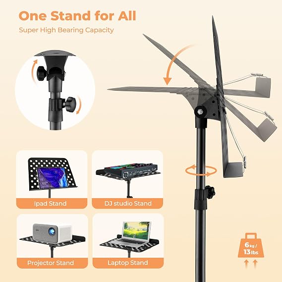 Vangoa Sheet Music Stand, Professional Portable Music Stand for Sheet Music with Violin Hanger, Folding Sheet Music Folder Music Instrument Stand with Carrying Bag, MD-3