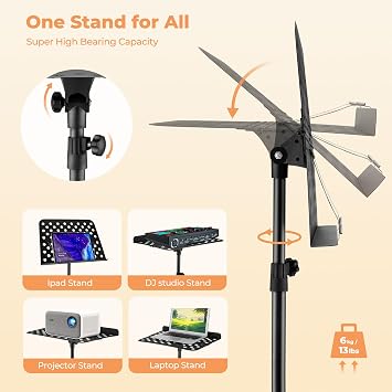 Vangoa Sheet Music Stand, Professional Portable Music Stand for Sheet Music with Violin Hanger, Folding Sheet Music Folder Music Instrument Stand with Carrying Bag, MD-3