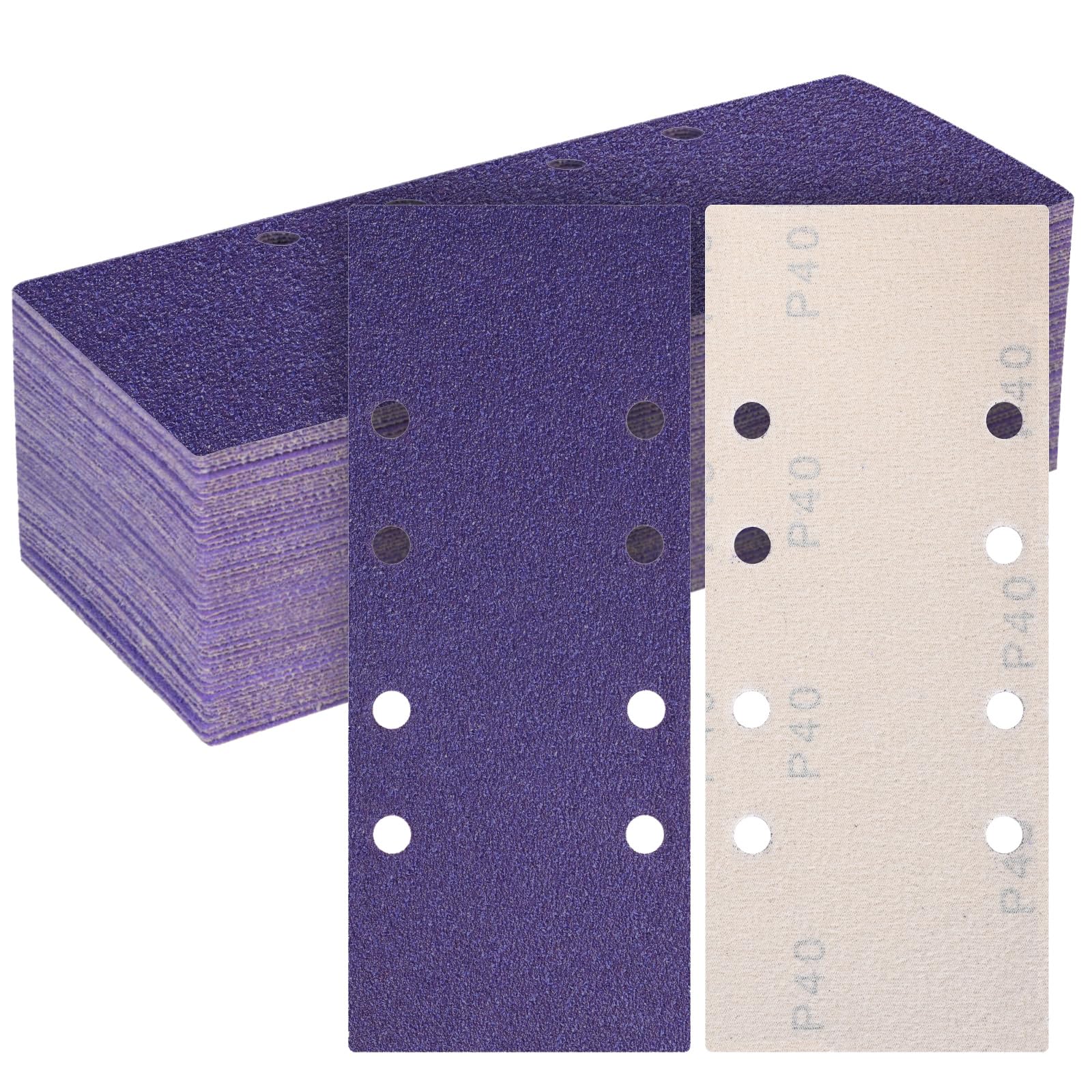 MOGRQAP 35 PCS Sanding Sheets 93 x 230mm, 40 Grit Ceramics Sandpaper Hook and Loop Rectangular Sanding Pads with 8 Holes for Bosch Sander Wood Metal Polishing and Rust Removal