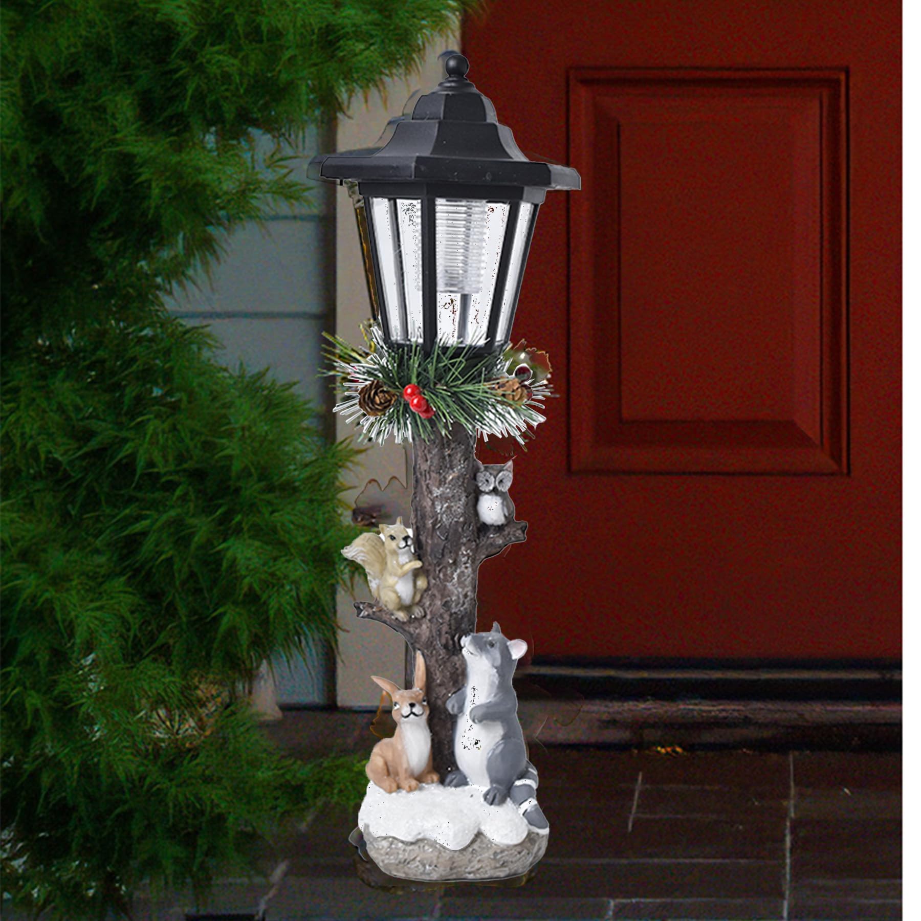 Figuras solares de jardín con linterna solar, estatuas de jardín, decoración de jardín, balcón, patio, césped (B)