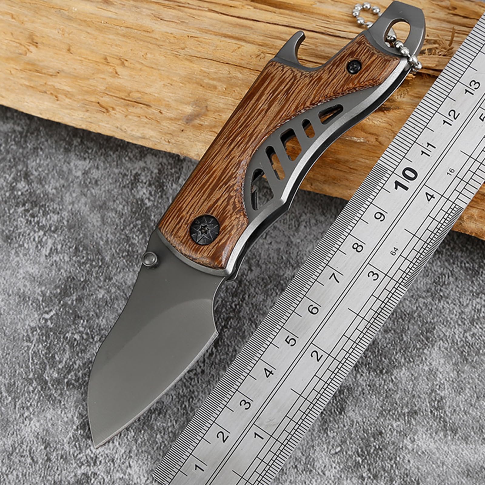 Multitool Folding Blade with Bottle Opener & Key Ring, Compact Multitool Pocket Gadget for Outdoor Camping Survival Gear - Image 2