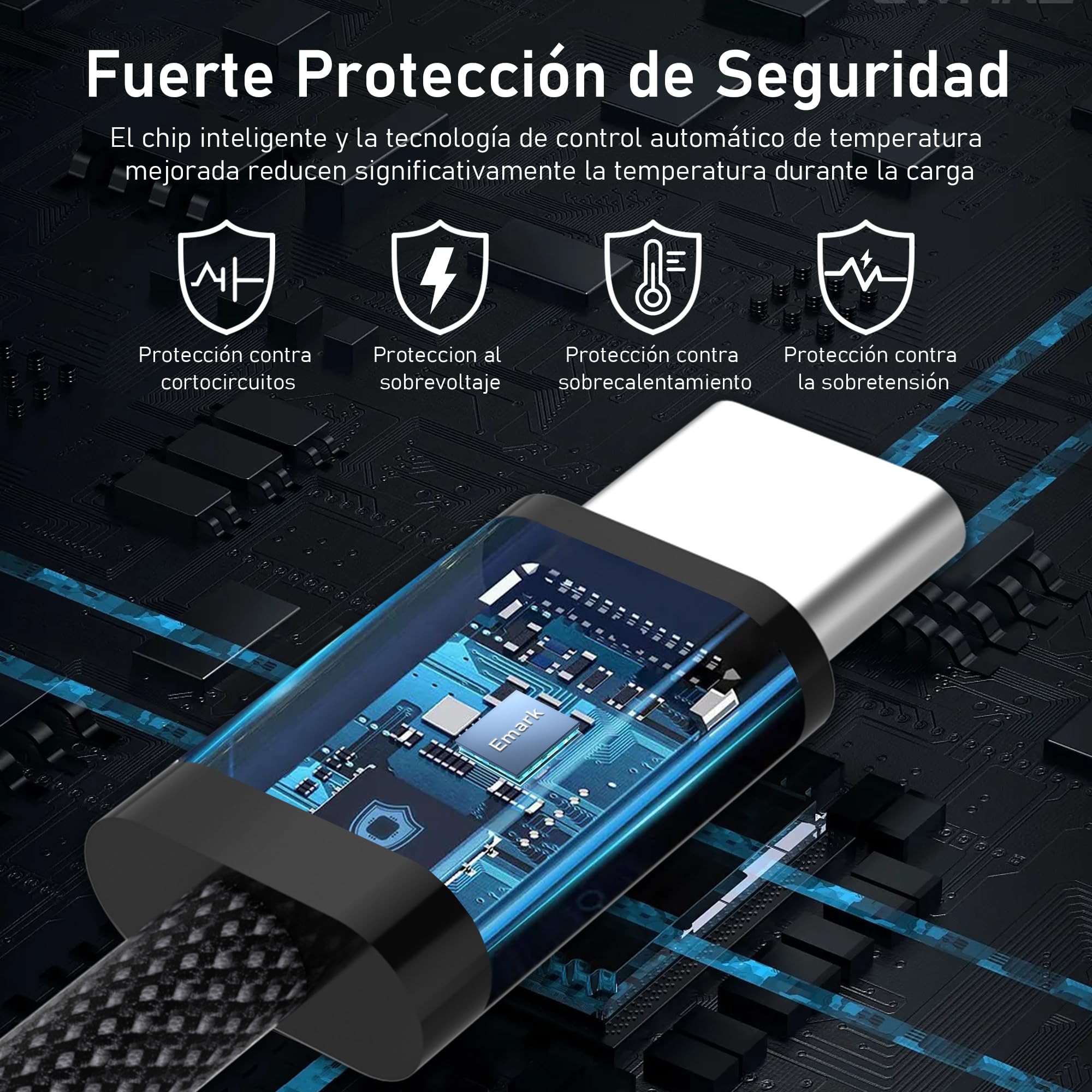 Cable USB C a USB C Carga Rápida - 4Pack [2M+1M+1M+0.5M] 60W Cable USB Tipo C Carga Rápida Trenzado Nylon Datos Cargador Teléfono Compatible con iPhone 17 16 15 Galaxy S25 S24 iPad MacBook