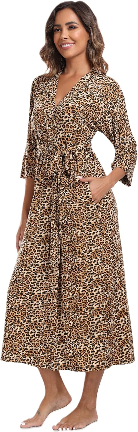 Women's Soft Robes Long Bath Robes Full Length Kimonos Sleepwear Dressing Gown,Solid Color - Image 2