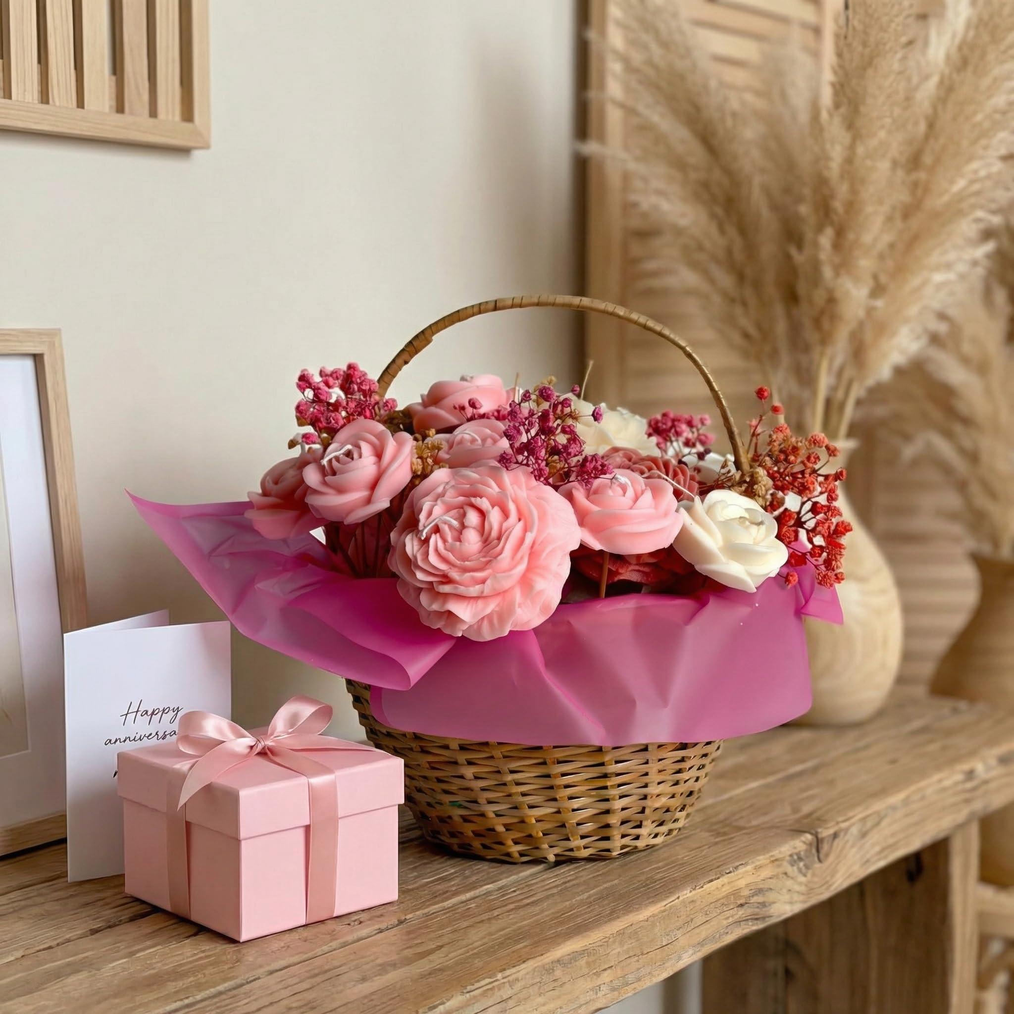 Blooming Radiance Candle Basket – Daisy Vanilla Scented Floral Candle Arrangement | Handcrafted Soy Wax Flower Basket for Home Decor, Romantic Gift, Anniversary & Luxury Table Styling-image-29