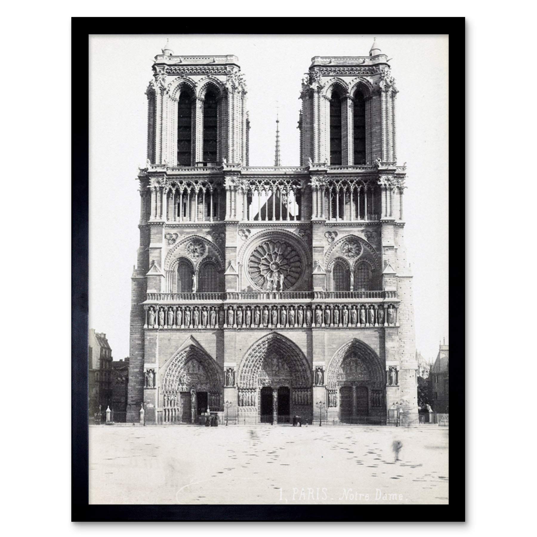 Artery8 Notre Dame Paris France Vintage Photograph Art Print Framed Poster Wall Decor 12x16 inch