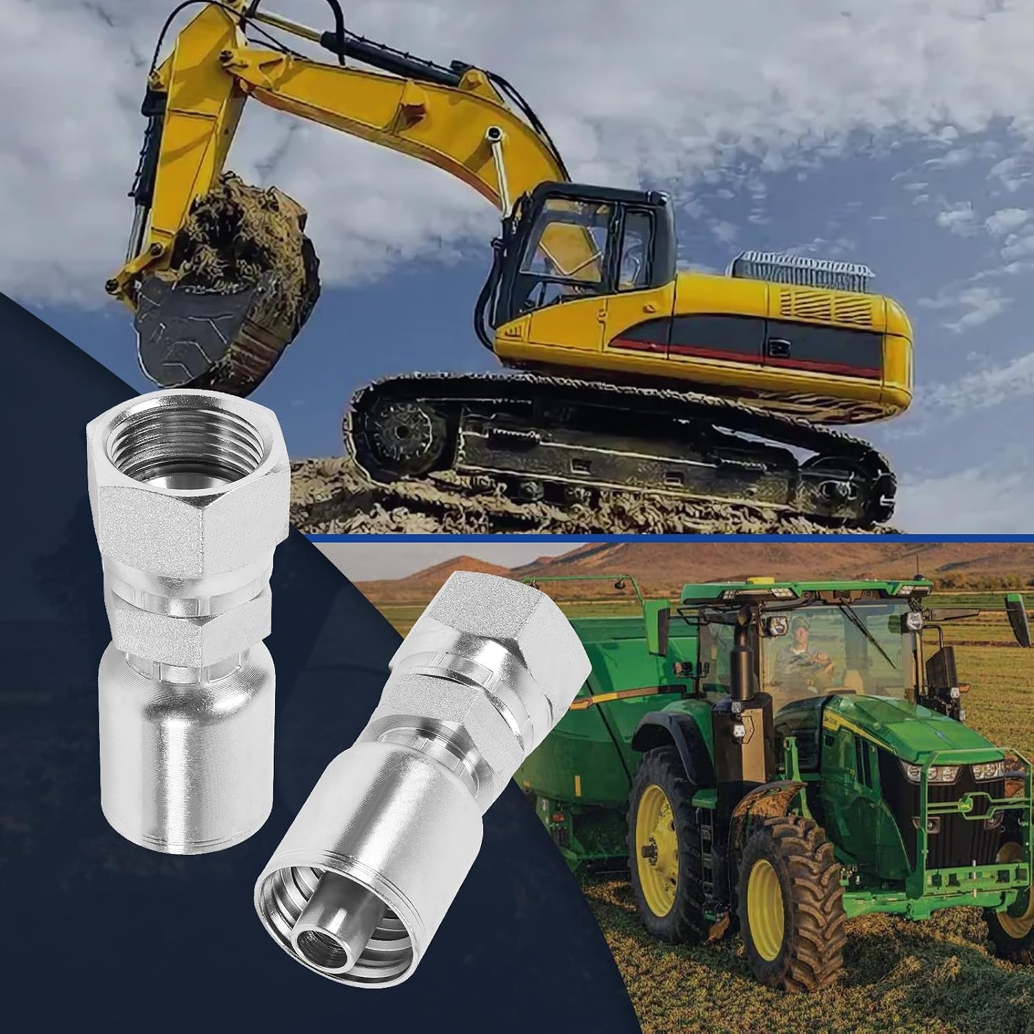 12 Pack 1/2" Hose x 3/4" JIC 37° Hydraulic Hose Fittings, Hydraulic Quick Connect Fittings with Protection Cover, JIC Plug and Cap Kit for Hose End Connection, Hydraulic Fittings