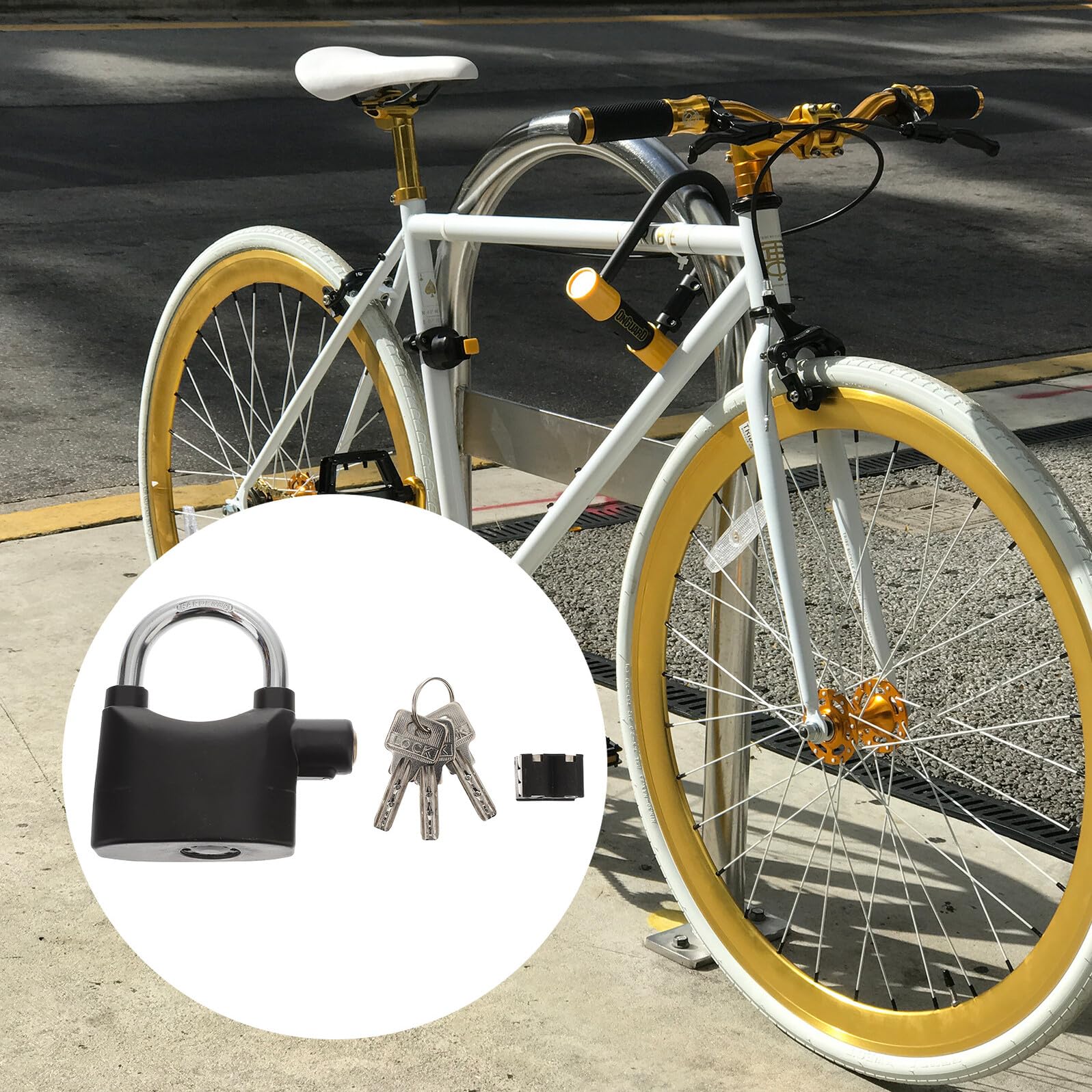 Alipis Lot de 2 Cadenas Antivol en U Alarme Sonore, Antivol de Vélo et Moto, Acier Renforcé, 6 Clés Incluses, Compact et Portable, Usage Extérieur et Sécurisation Garage, Porte, Fenêtre