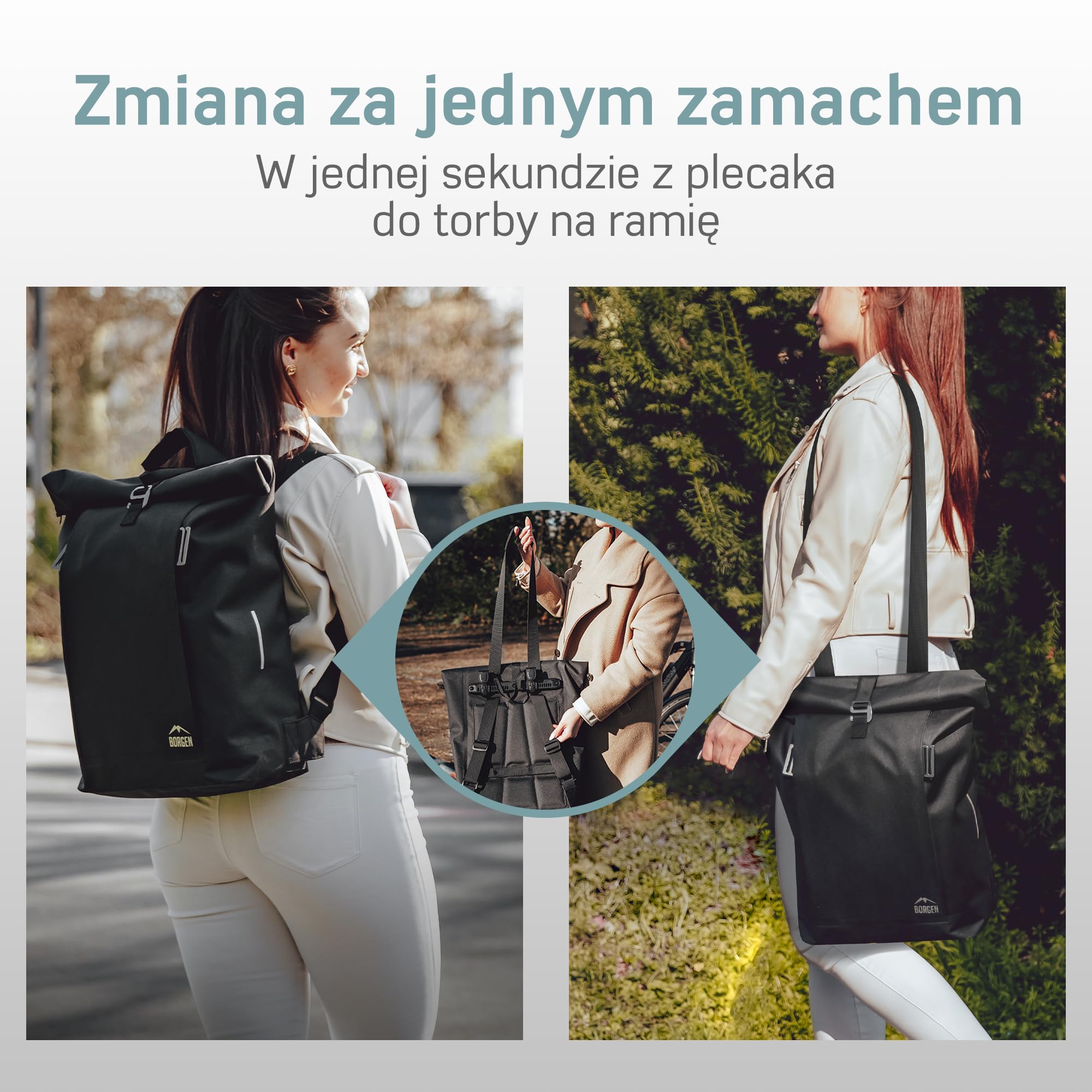 Borgen rower lifestyle torba na bagażnik z odpinaną torbą na laptopa – do wykorzystania jako sakwa, torba rowerowa, torba na ramię, torba na co dzień 28 litrów