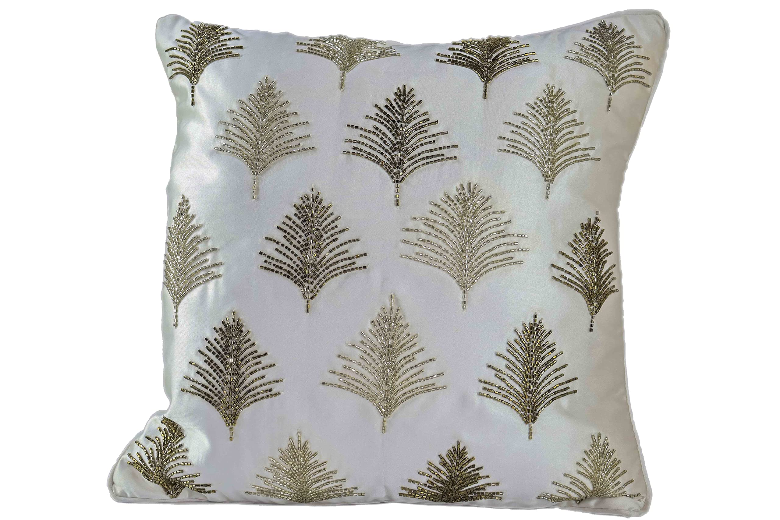 KGN Home Decor Velvet 144 TC Pillow Cover with Elegant Design and Antique Work (KGN_9, Grey, 12x24 Cm, Pack of 1)