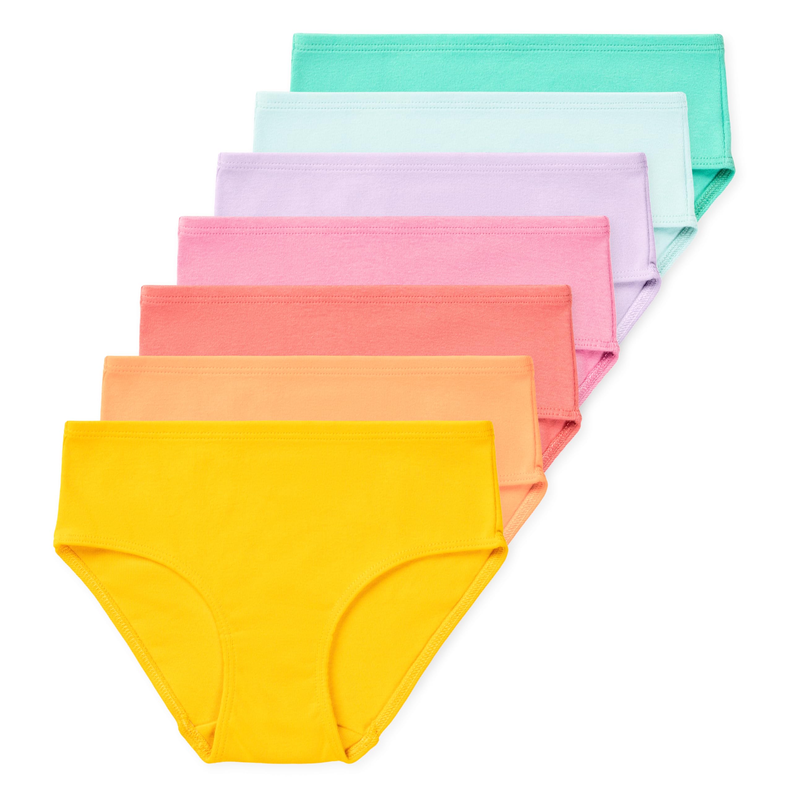 Lucky & Me Gracie Girls Briefs, 100% Organic Cotton Underwear, 7 Pack