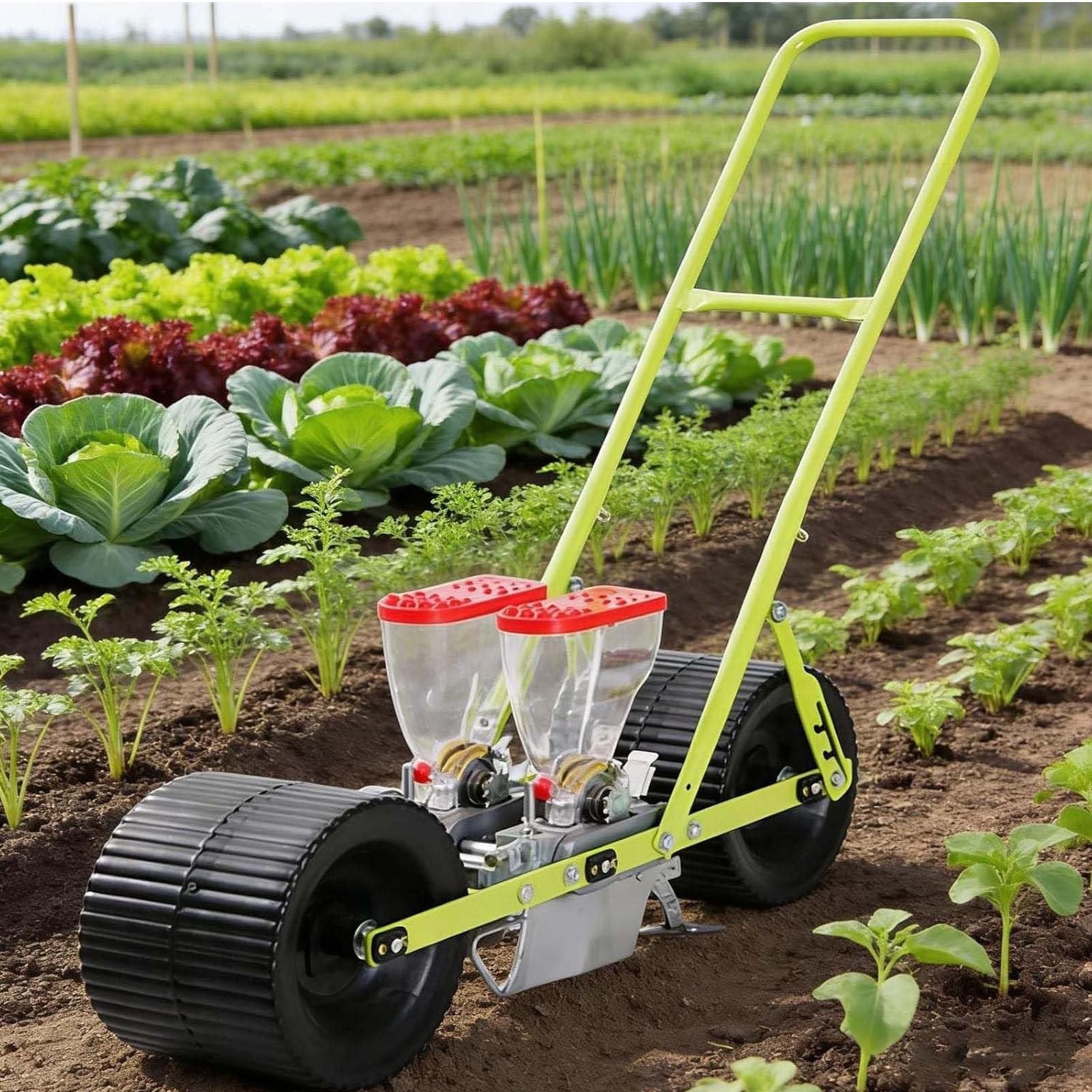 Drmoxin Hand-Push Vegetable Planter,Garden Corn And Soybean Planter, Adjustable Plant Spacing And Row Spacing, Multi-Row Precise Planting,Suitable For Crops Such As Corn 2row