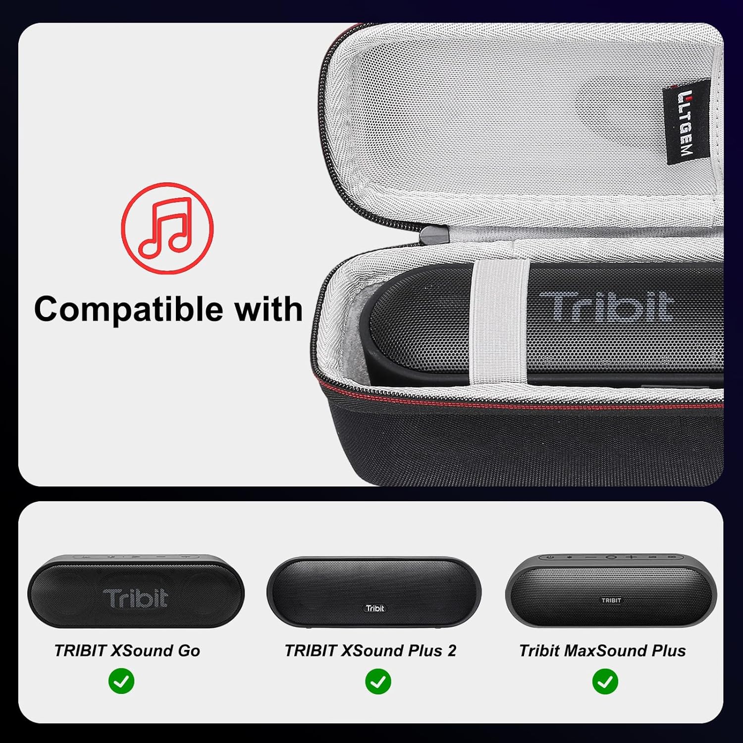LTGEM Hard Case for Tribit XSound Go/Plus 2 Portable Bluetooth Speaker - Travel Carrying Storage Bag(Black Case Only) - Image 2