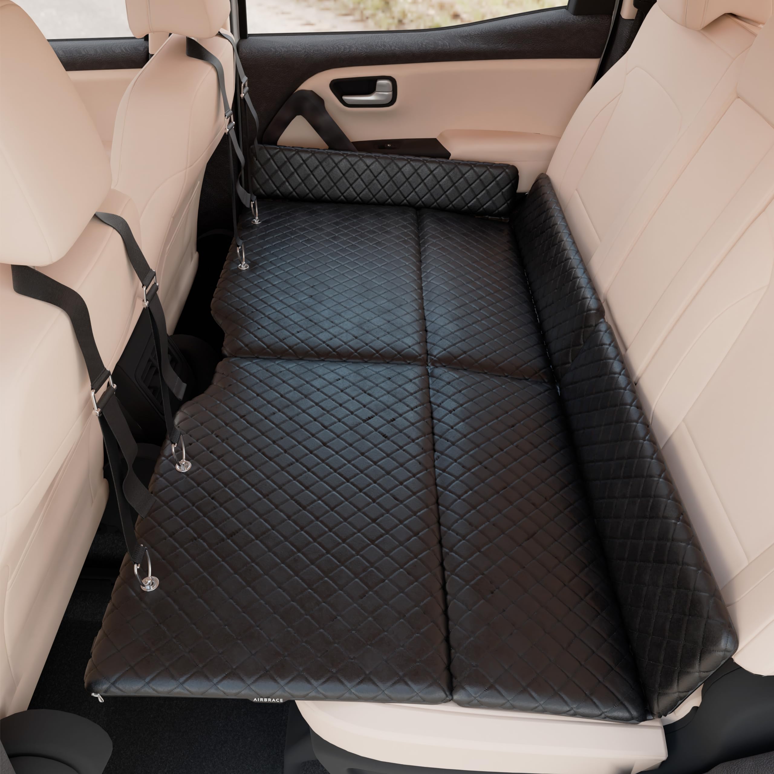 AIRBRACE Fabric Foldable Car Bed With Wooden Base (Non-Inflatable Type, Black, Full)-image-37