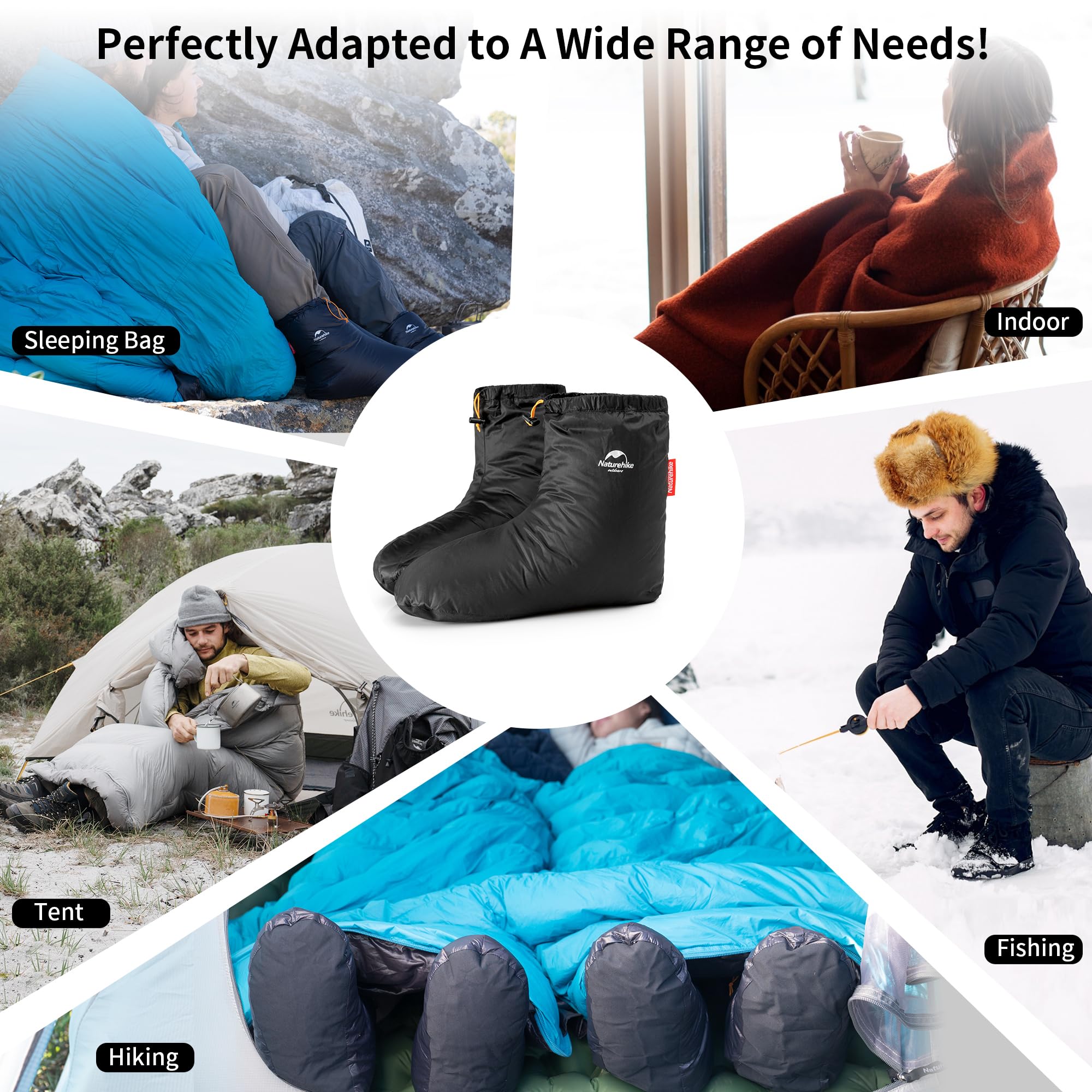 Naturehike Feather Shoes Ciepłe Skarpety puchowe Outdoor/Indoor Wodoodporne zimowe skarpety z gęsiego puchu Sypialnia Biuro Antypoślizgowe Super Ciepłe narty Snowboard Jazda konna