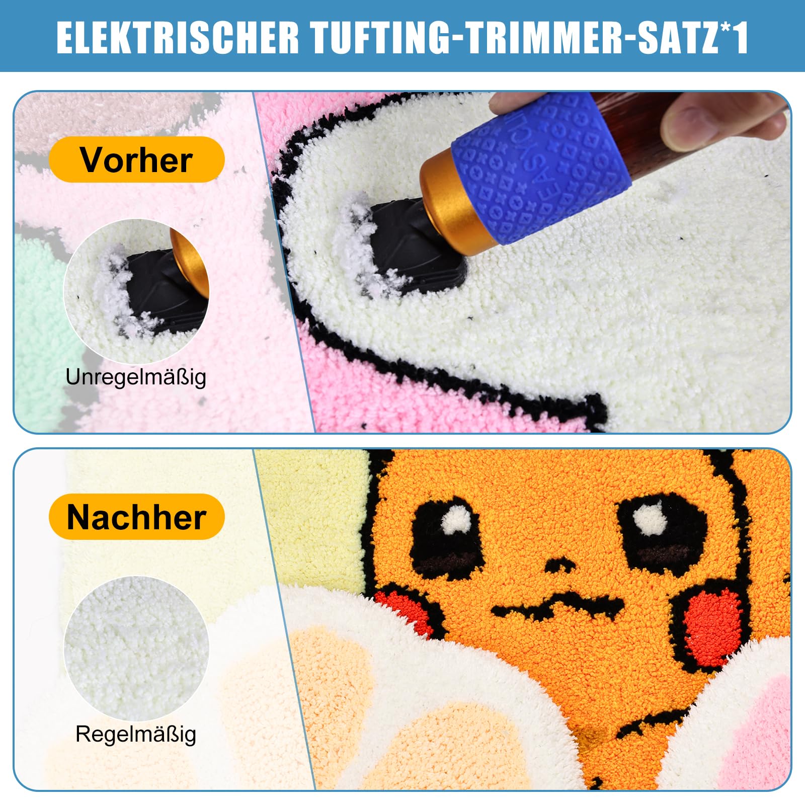 Tufting Gun Set mit Teppich Trimmer & Garn & Tufting Tuch, Teppich Tufting Pistolen Set für High-Speed Weben von Teppichen, Tufting Machine Kit DIY Tools -Blau