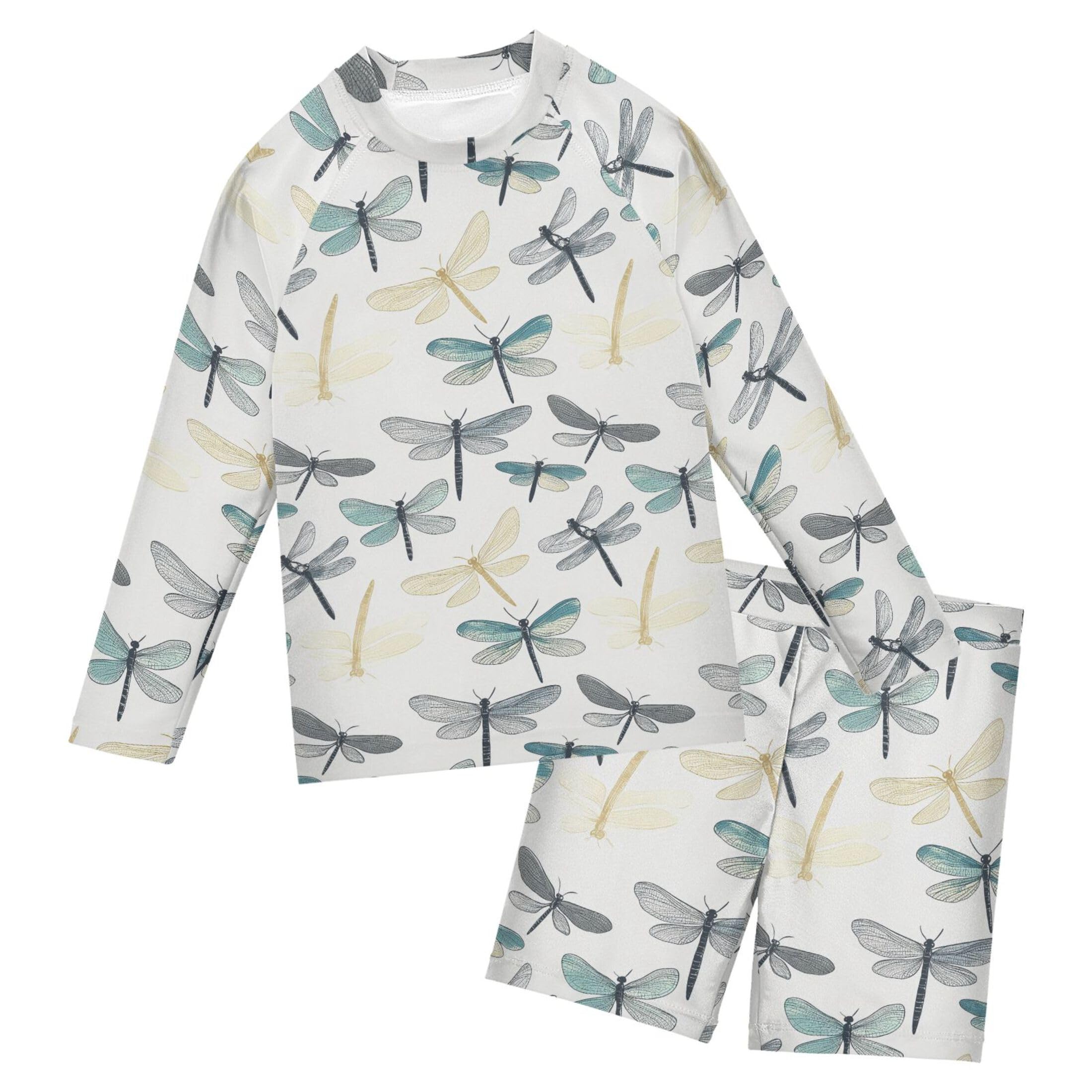 Dragonfly Toddler and Baby Boys' 2-Piece Swimsuit Trunk, Long Sleeve Rashguard Bathing Suit B0404265
