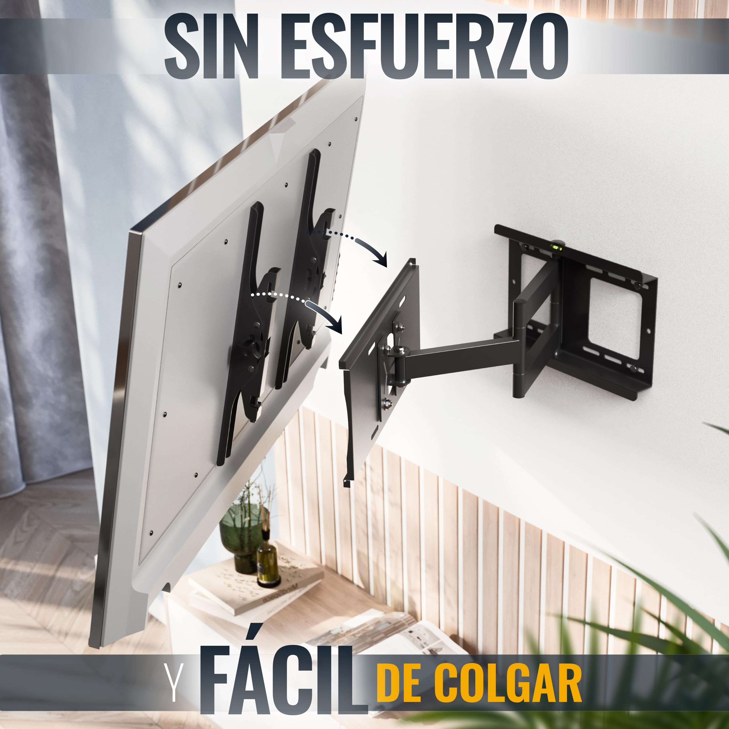 RICOO Soporte TV Pared 40-75" Pulgadas (79-165cm) R23-S Brazo articulado Giratorio Inclinable Colgador televisión Universal VESA 200x200-400x400 Negro