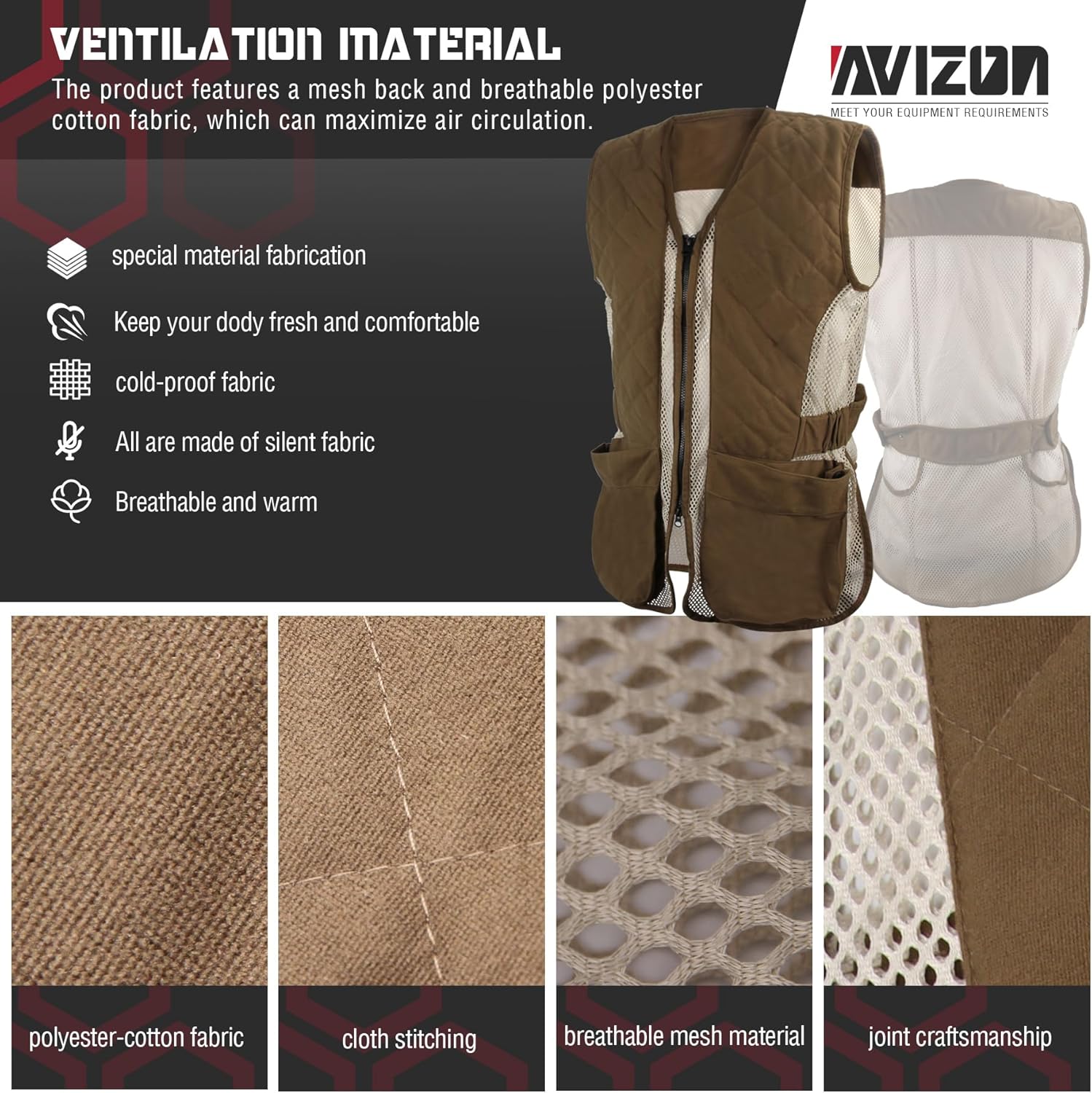 Avizon Adjustable Shooting Vest, Unisex Mesh Shooting Range Vest with Moveable Shoulder Pad for Adults - Image 3