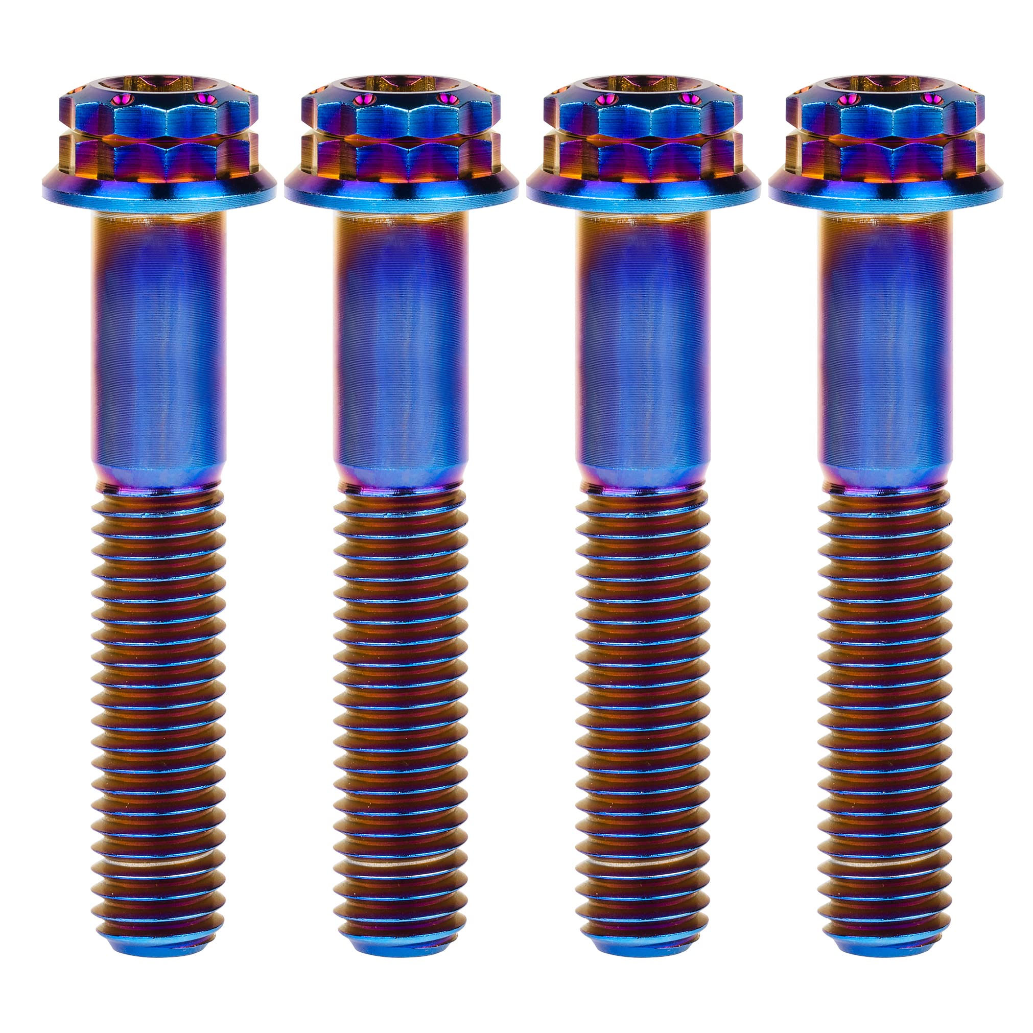 Wanyifa Titanium Flange 12 Point Head M10 x20 25 30 35 40 45 50 55 60 65 70 mm Bolt Screw Pack of 4 (M10x45mm Pitch 1.5mm, Burnt Blue)