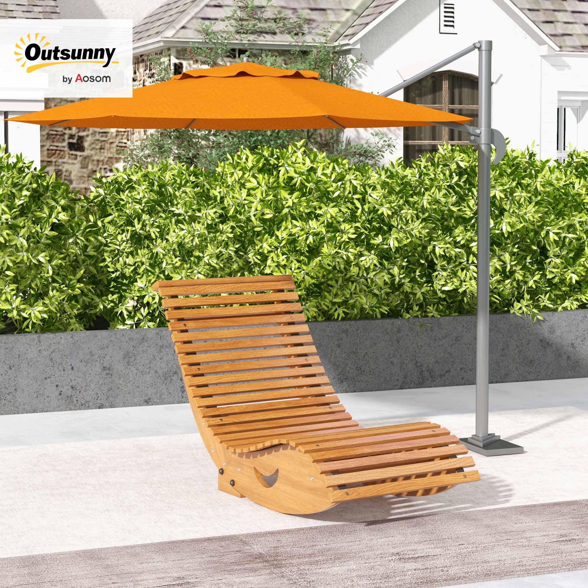 Outsunny Chaise à Bascule - Rocking Chair d'extérieur Jardin Ergonomique avec siège à Lattes et Dossier Haut en Bois dim. 130L x 60l x 60H cm