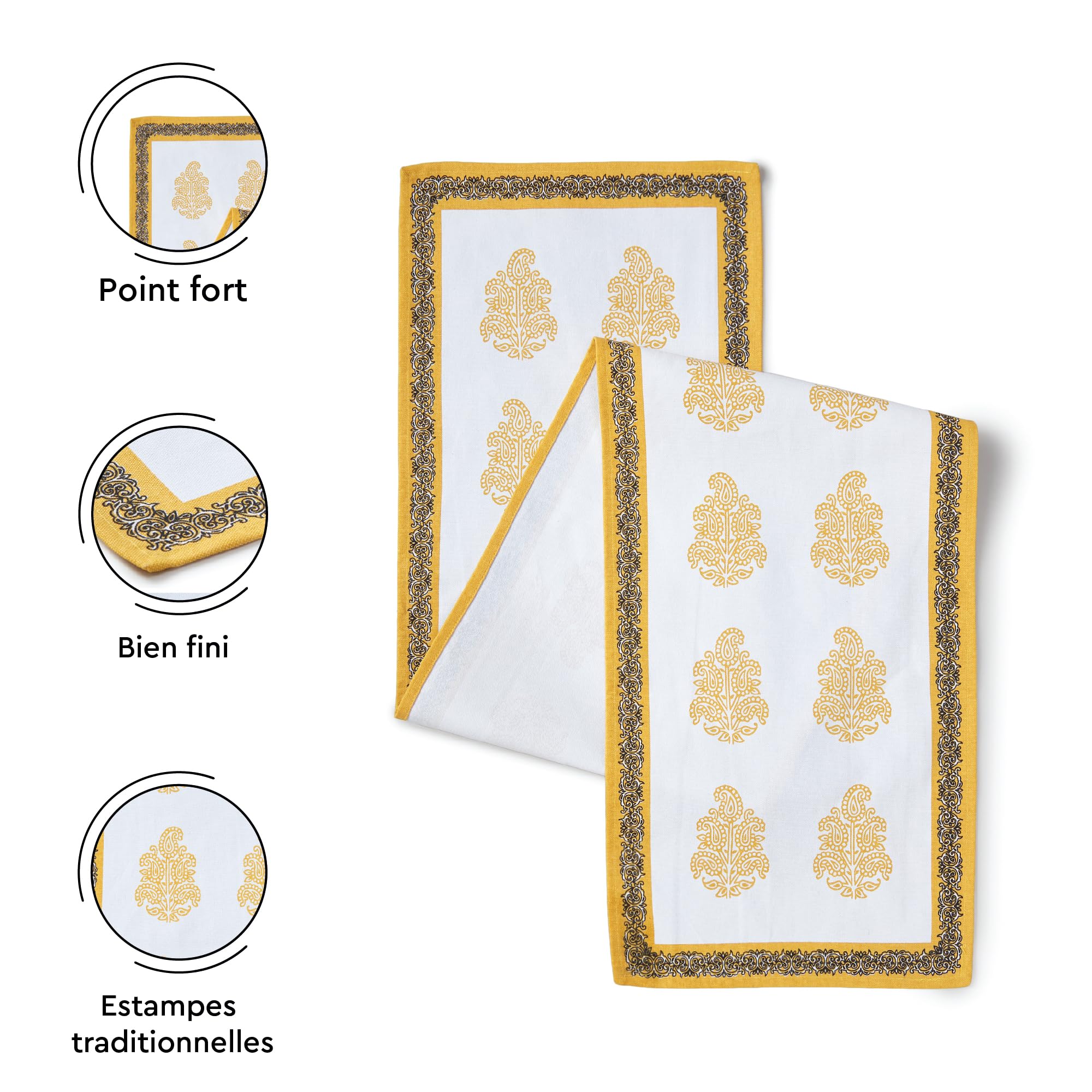 Encasa XO DiningTable Runner, Yellow-01, 32x150 cm - Image 3