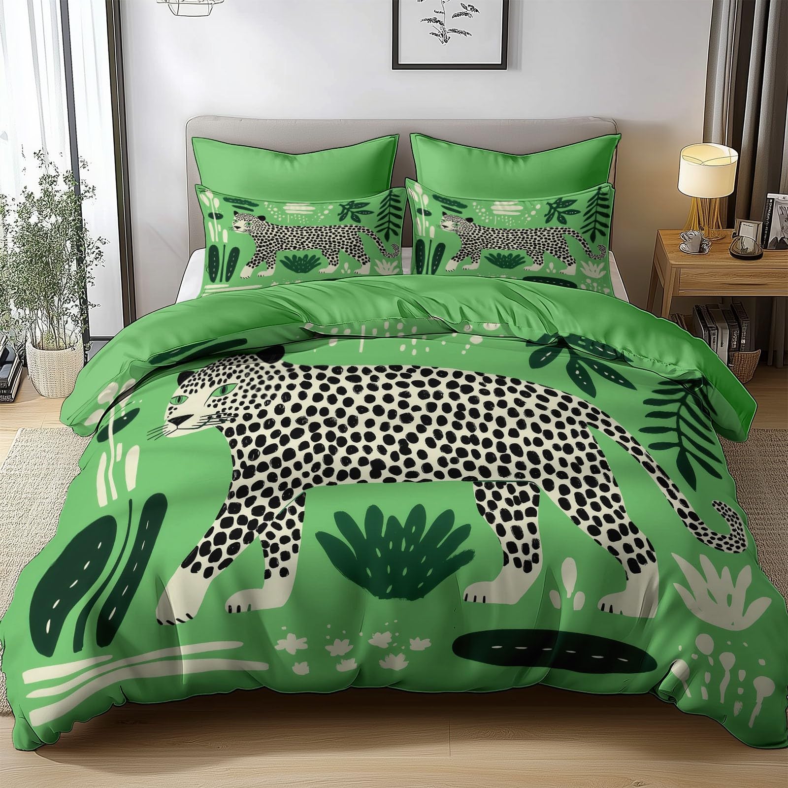 Générique Housse de Couette 220x240 cm Jungle Tropicale Parure de Lit