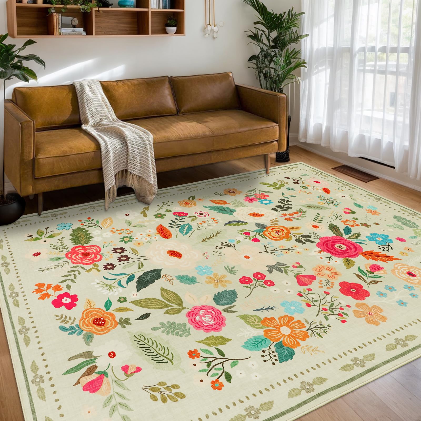 Homcomodar Moderna Alfombra Salon 200x290cm Grande Alfombras Lavablede Dormitorio de Pelo Corto para Habitacion Comedor Antideslizante Verde