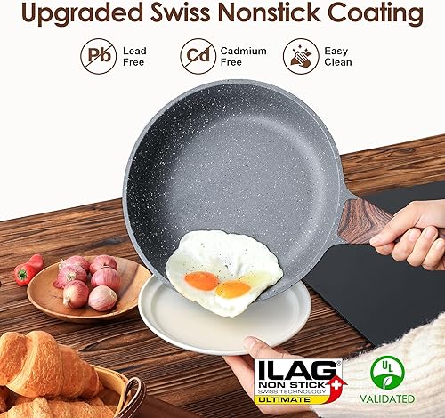 Miniatura 4 de SENSARTE Juego de utensilios de cocina antiadherentes de 17 piezas, incluye olla antiadherente de cerámica de 6.6 cuartos de galón con tapa