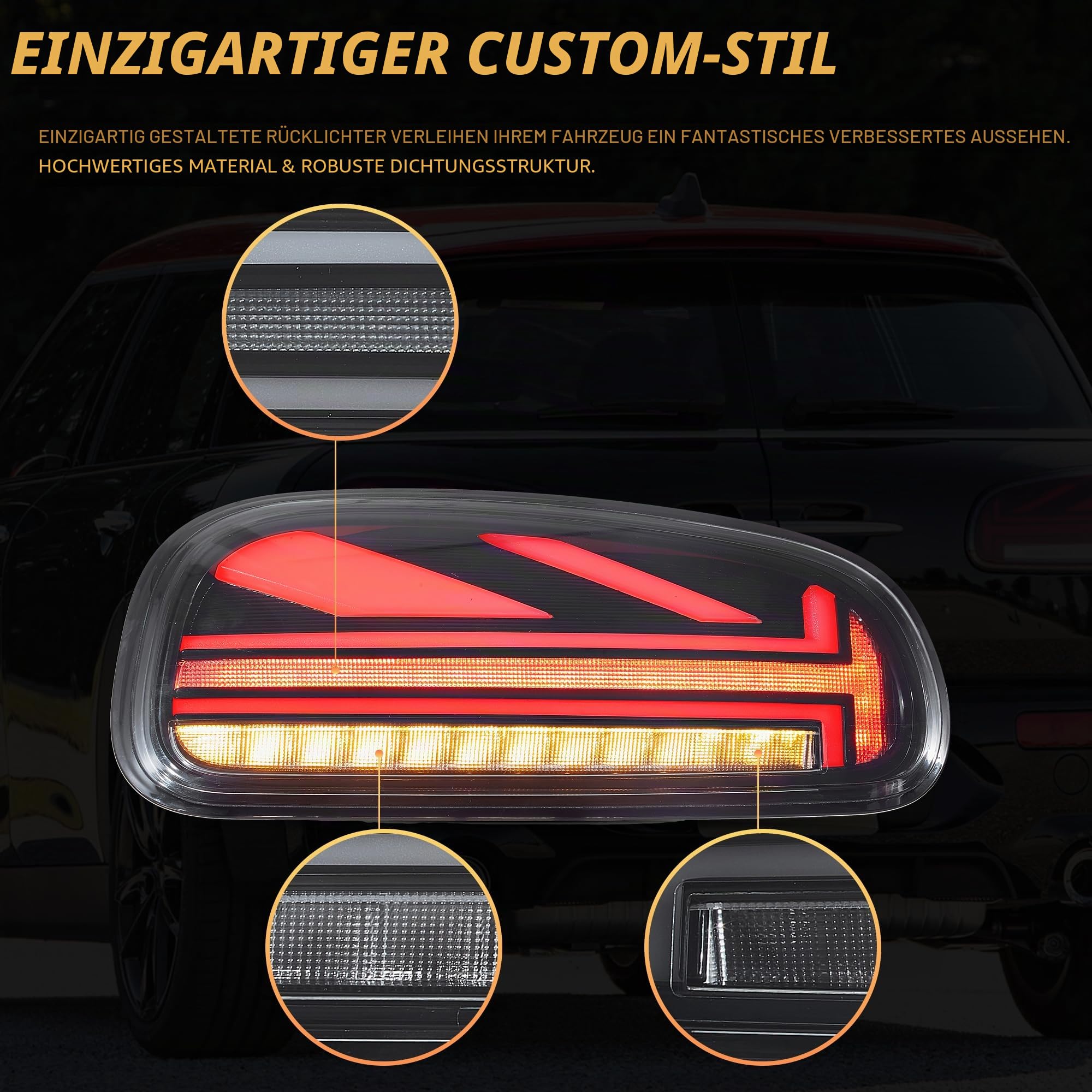 VLAND Rückleuchten Kompatibel für Mini Clubman F54 F54LCI One, Cooper, Cooper S/SD, JCW 2015-2023, Mit E-Prüfzeichen,1 Satz (Schwarz)
