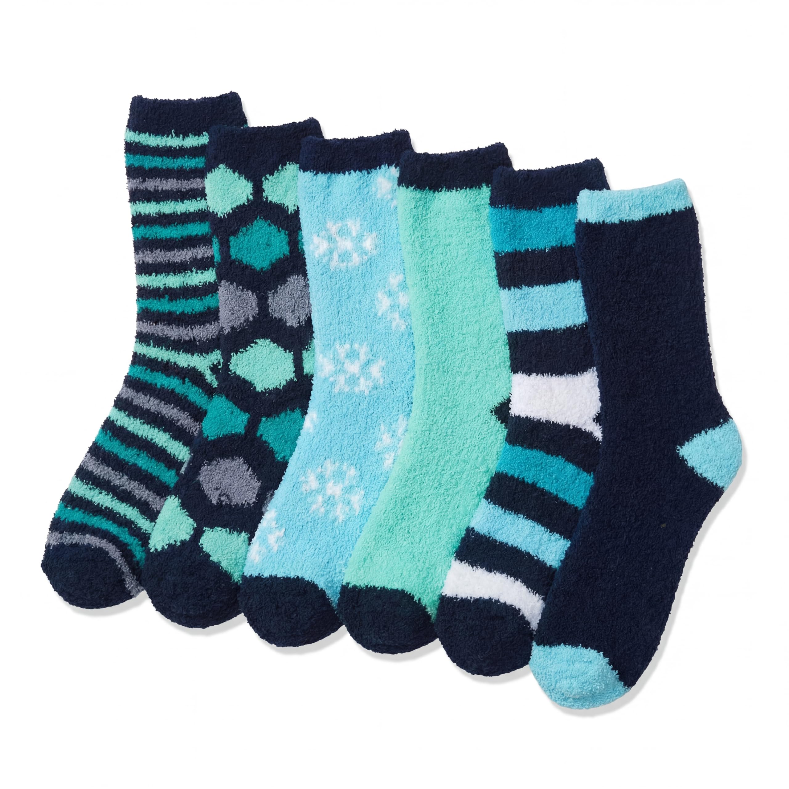 Tipi Toe Womens Fuzzy Crew Socks with Anti Slip Grips Warm Cozy Fluffy Winter Slipper Socks Non Skid Home Socks for Women