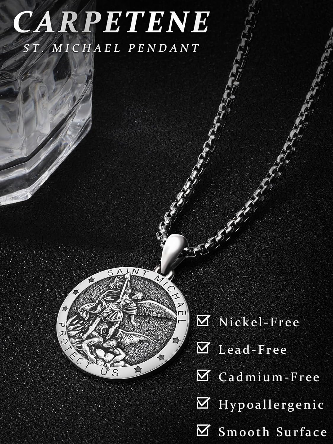 Saint Necklace 925 Sterling Silver St Michael/St Christopher Pendant for Men Women Patron Archangel Necklace Saint Religious Amulet Medal Jewelry with 2.5mm 22"+2" Stainless Steel Chain - Image 4