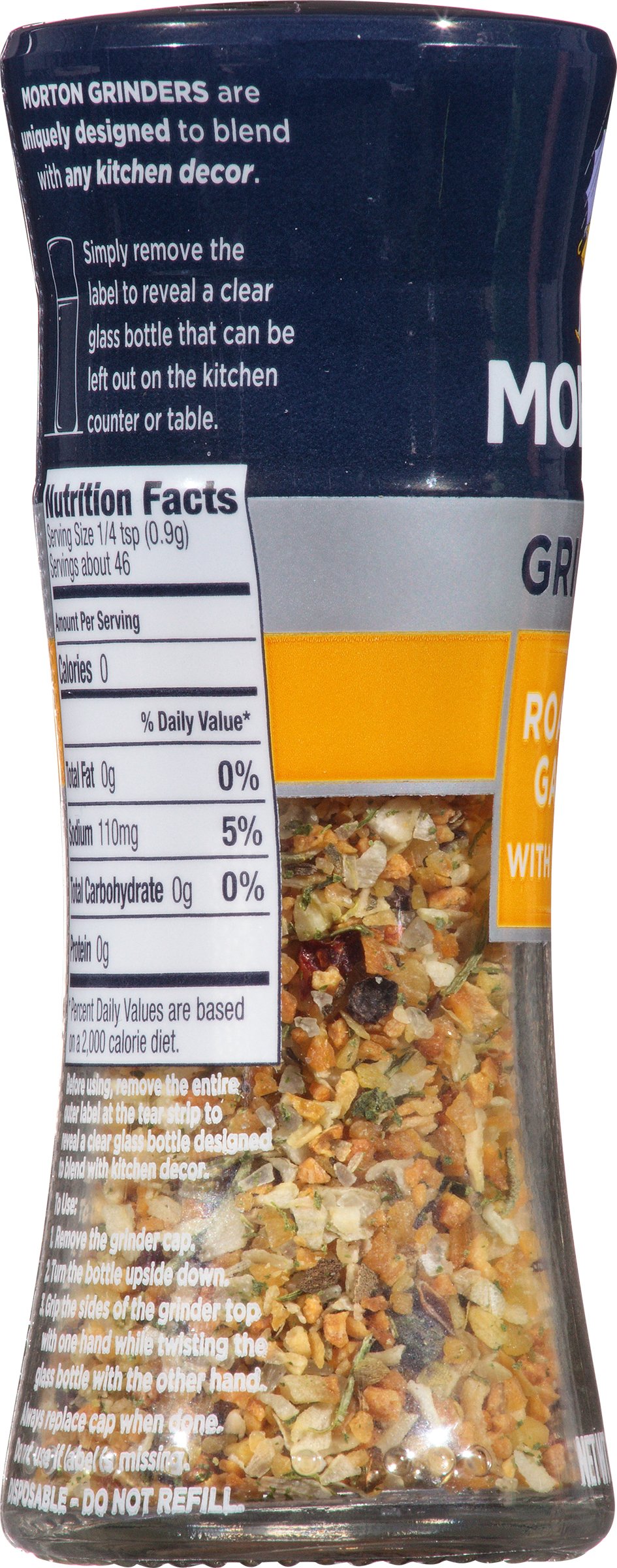 MORTON Roasted Garlic Sea Salt Grinder, Spice Dispenser, Roasted Garlic