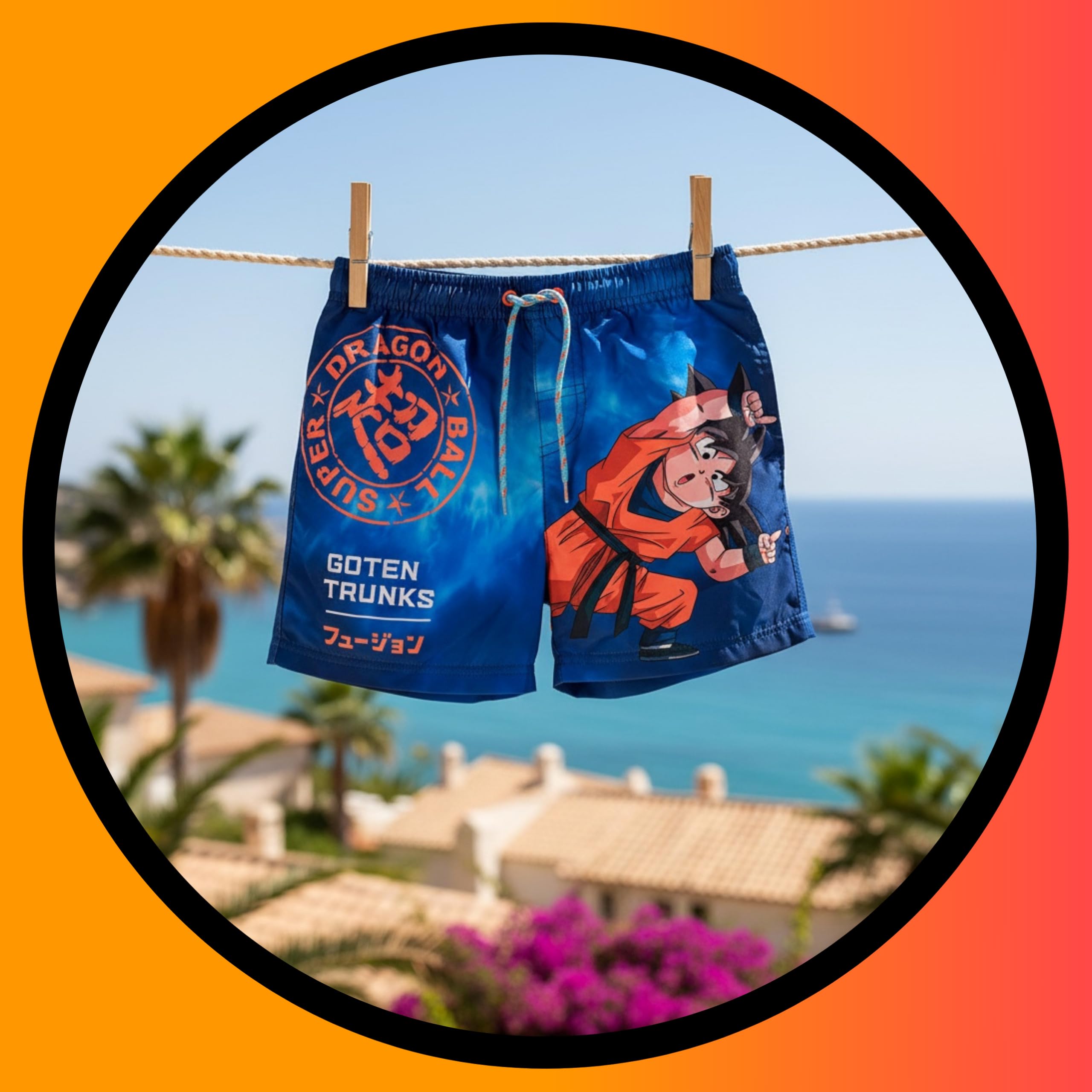 Dragon Ball Z Bañador para Niño, Shorts de Baño Bermudas, Bañador de Natación Infantil, Tallas 4 a 12 Años
