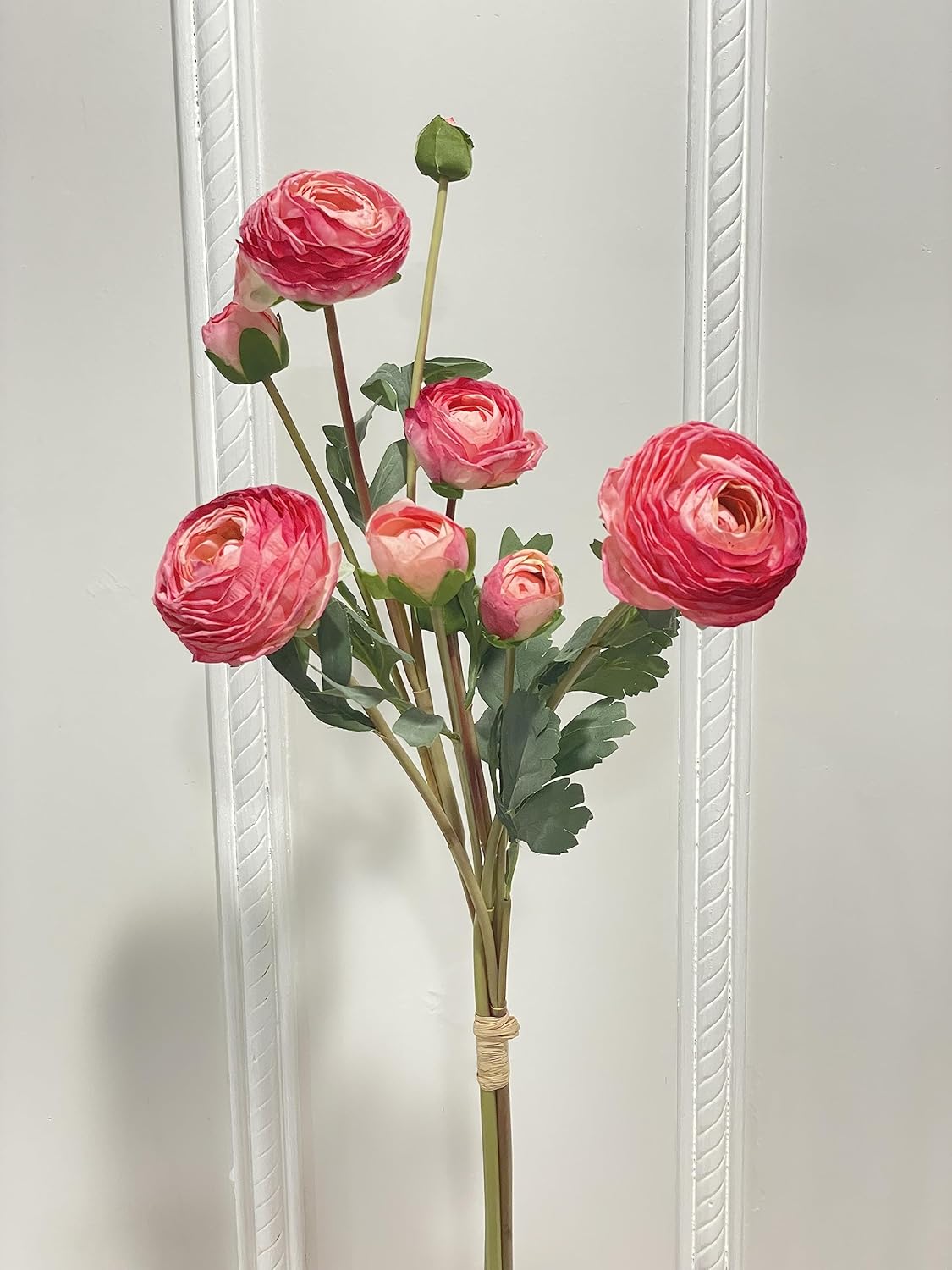 Artificial Ranunculus Stems in Variety of Colors - Real Touch Faux Floral Home Decor (Dark Pink)