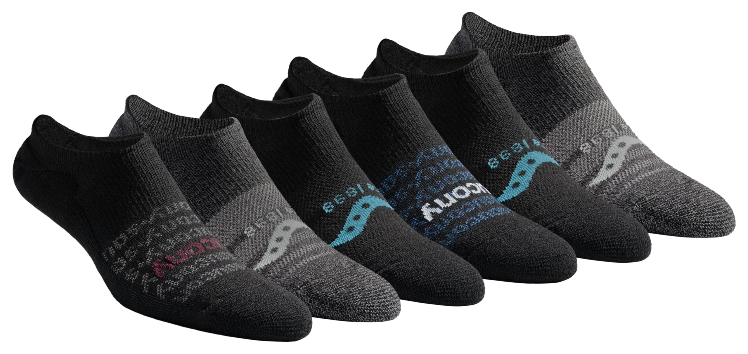 Saucony Men's RunDry Mesh Ventilating Comfort Fit Performance No-Show Socks, Available in M-XXL (6, 12, 18 Pairs)