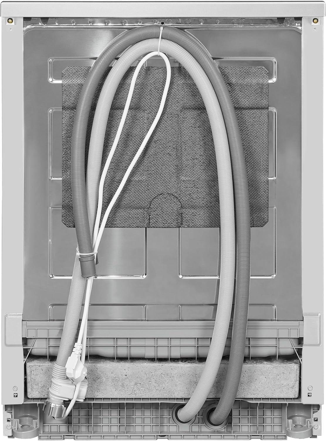 Exquisit® Lavavajillas 60Cm, Clase D, Color Plateado, 12 Servicios, 6 Programas, Inicio Diferido 24H, Indicador Falta Sal y Abrillantador, Consumo 82 kWh/100ciclos, Medidas 84,5x59,8x60 Cm.