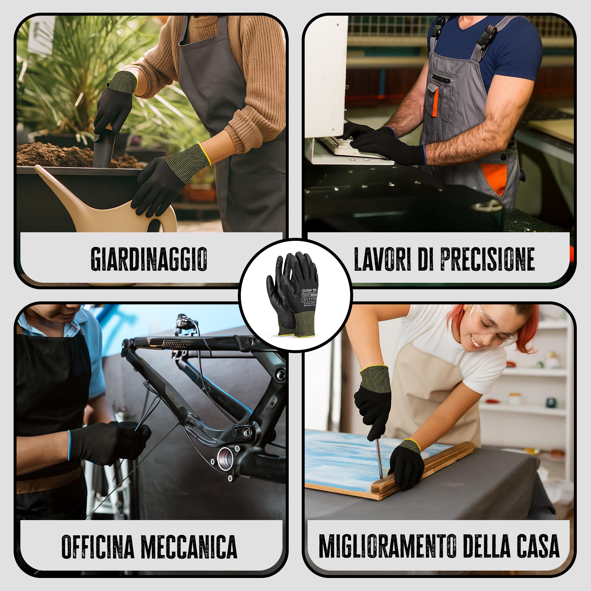 FUZZIO 12 paia di guanti da lavoro rivestiti in PU clip guanto