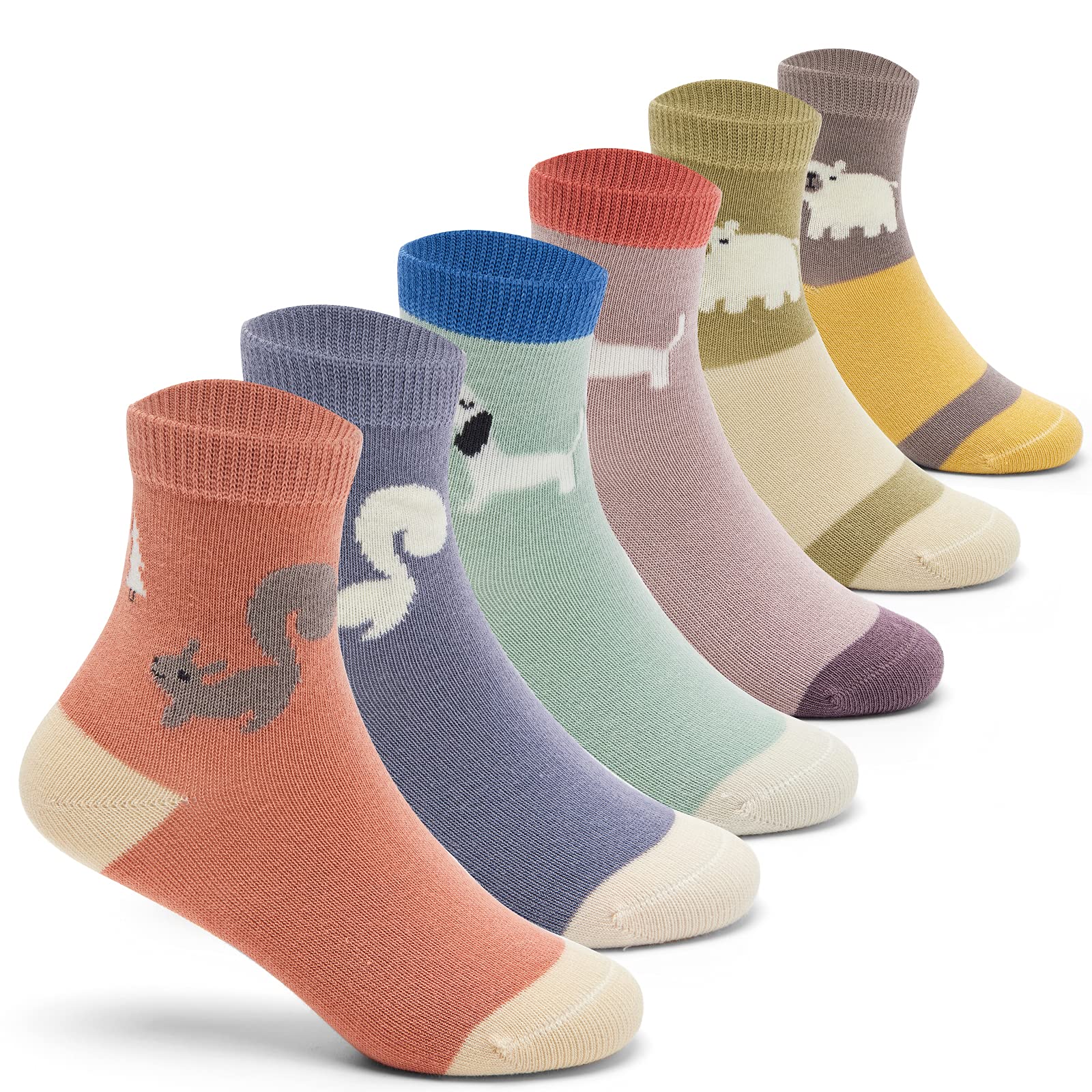 Aisyee Lot de 6 paires de chaussettes colorées en coton sans couture pour garçon
